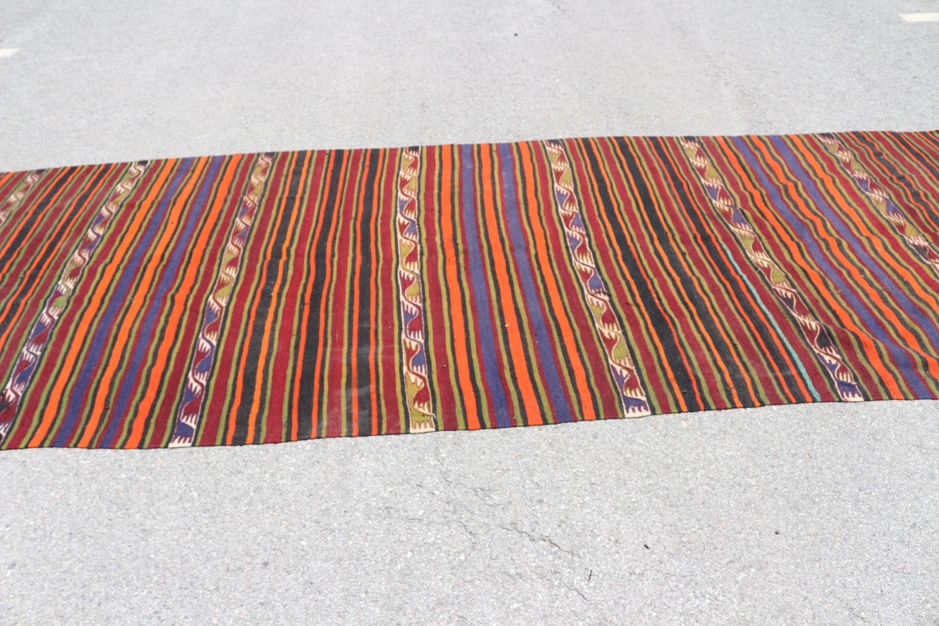 Vintage Halılar, Turuncu Oryantal Halı, Koşucu Halıları, Yer Halısı, Havalı Halı, 5.1x13.1 ft Koşucu Halısı, Koridor Halısı, Türk Halıları, Merdiven Halısı