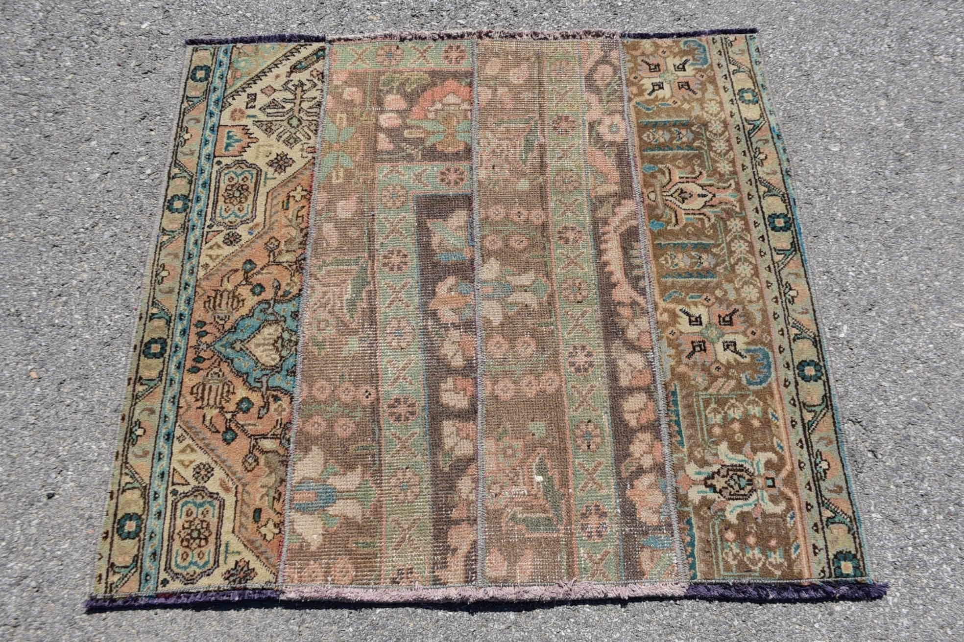 Vintage Rug, Bathroom Rug, Turkish Rug, Bedroom Rug, Colorful Rug, Oushak Rug, Rugs for Car Mat, Decorative Rugs, 3.4x3.1 ft Small Rugs