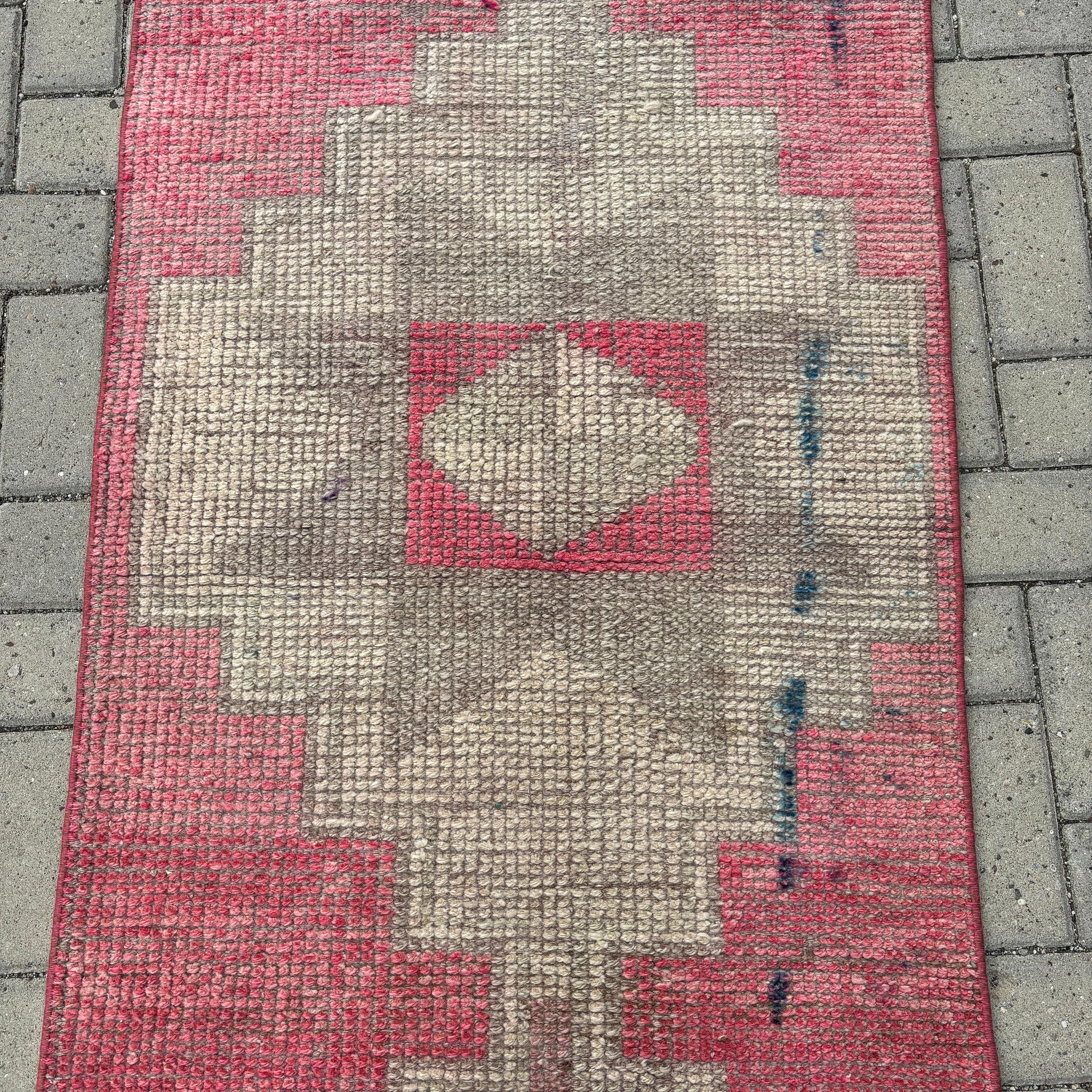 Long Runner Rugs, Turkish Rug, Antique Rugs, Vintage Rugs, Corridor Rug, 2.6x10 ft Runner Rugs, Oushak Rug, Modern Rug, Pink Oriental Rug