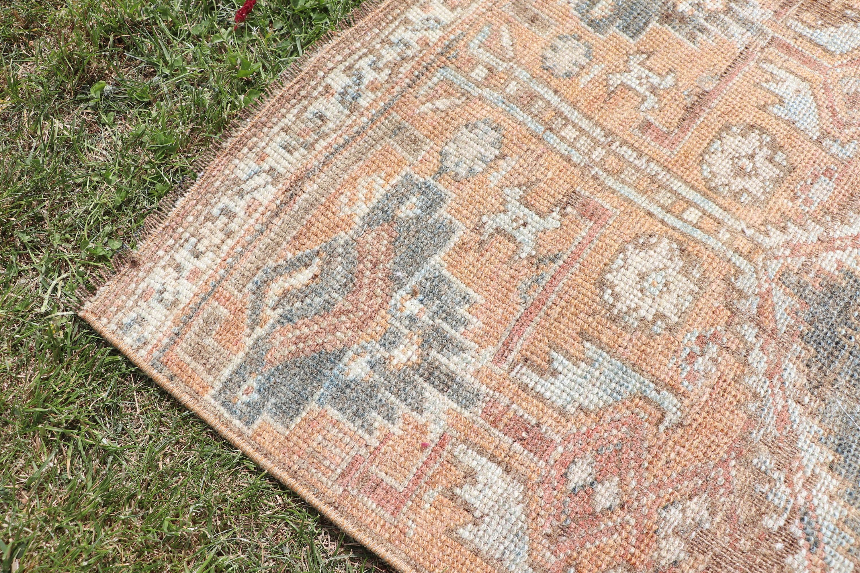 1.9x13.3 ft Runner Rug, Turkish Rug, Brown Moroccan Rug, Vintage Runner Rug, Neutral Rugs, Vintage Rugs, Wool Rug, Kitchen Rugs, Modern Rug