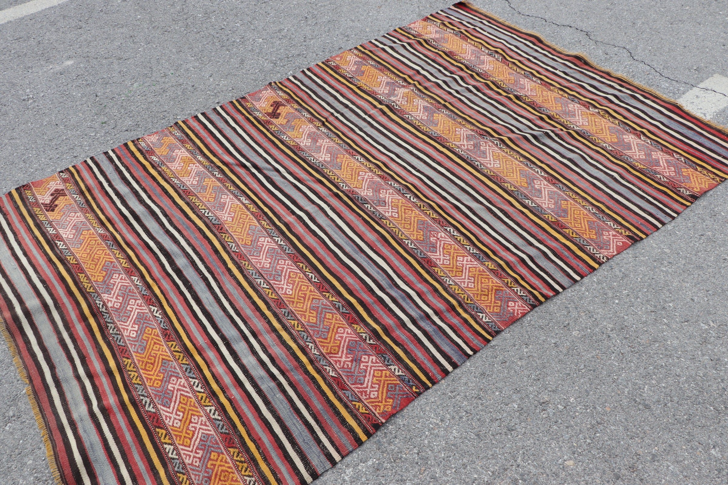 Türk Halısı, Soğuk Halılar, İç Mekan Halıları, İç Mekan Halısı, Vintage Halı, 4,8x7,3 ft Alan Halıları, Kilim, Sarı Soğuk Halı, Anadolu Halıları, Özel Halı