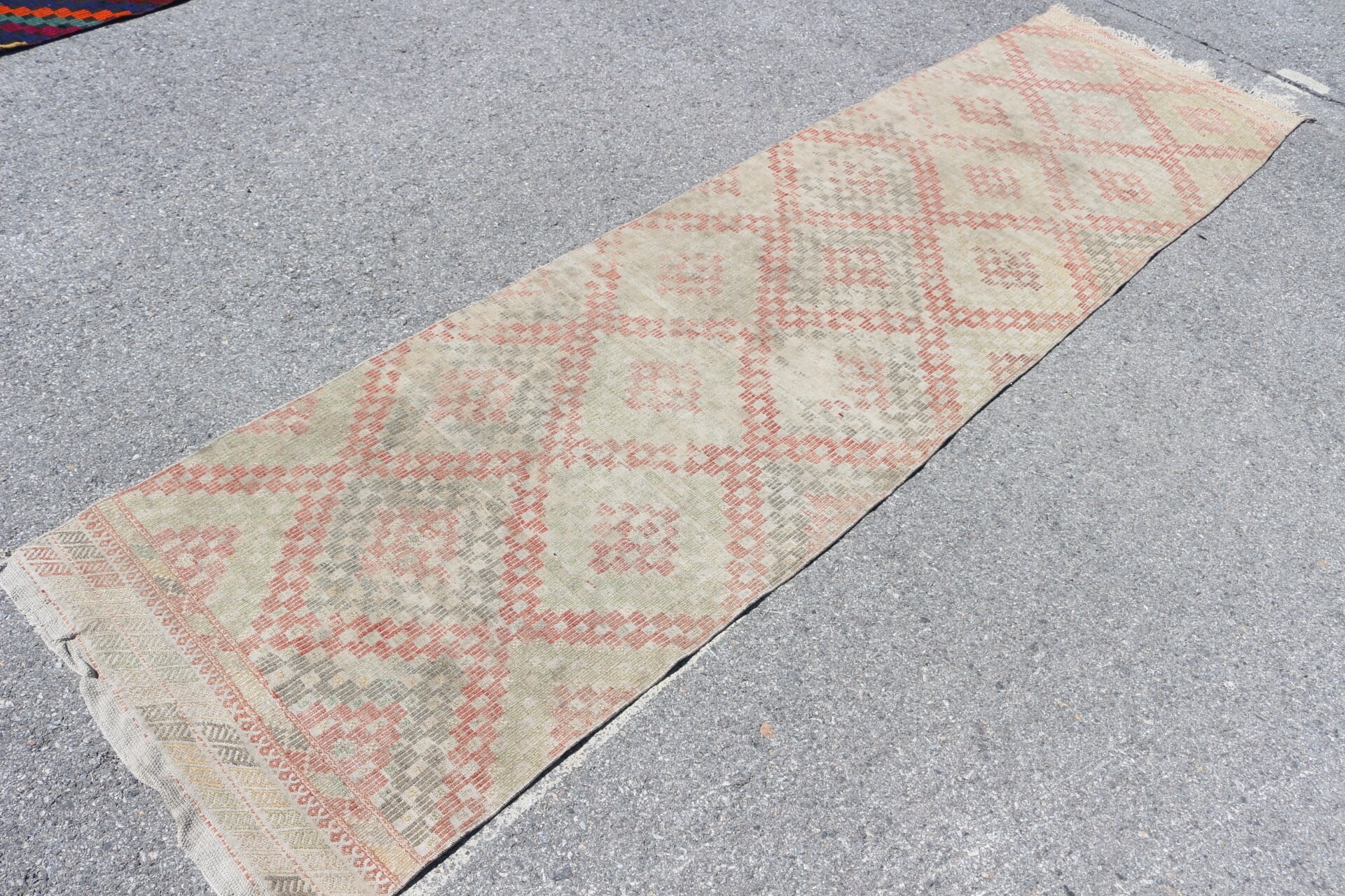 Bej Zemin Kilim, Mutfak Kilim, 79x315 cm Yolluk Kilim, Yolluk Kilim, Mutfak Kilim, Türk Kilim, Antik Kilim, Mutfak Kilim, Yolluk Kilim