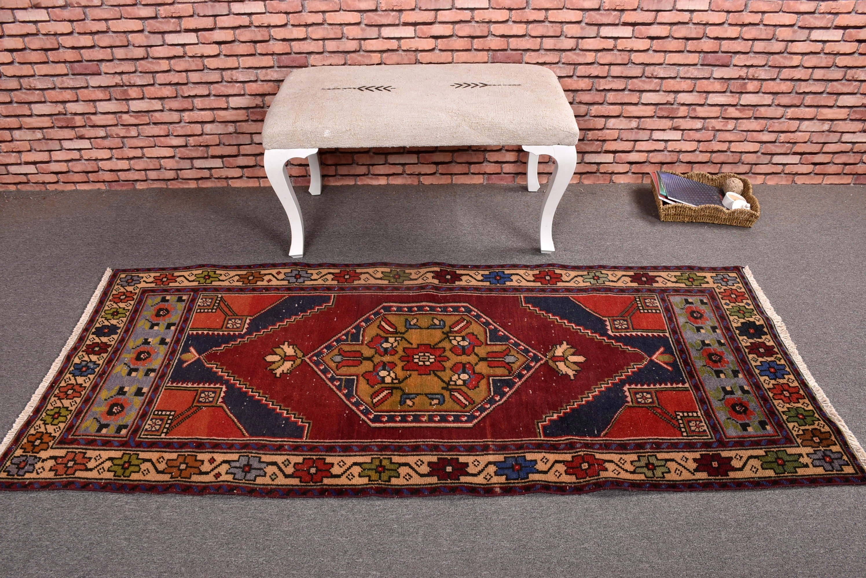 Ethnic Rugs, Oriental Rugs, Boho Accent Rug, Turkish Rug, Vintage Rugs, Red Neutral Rug, 2.8x6.6 ft Accent Rugs, Flatweave Rug, Nursery Rug