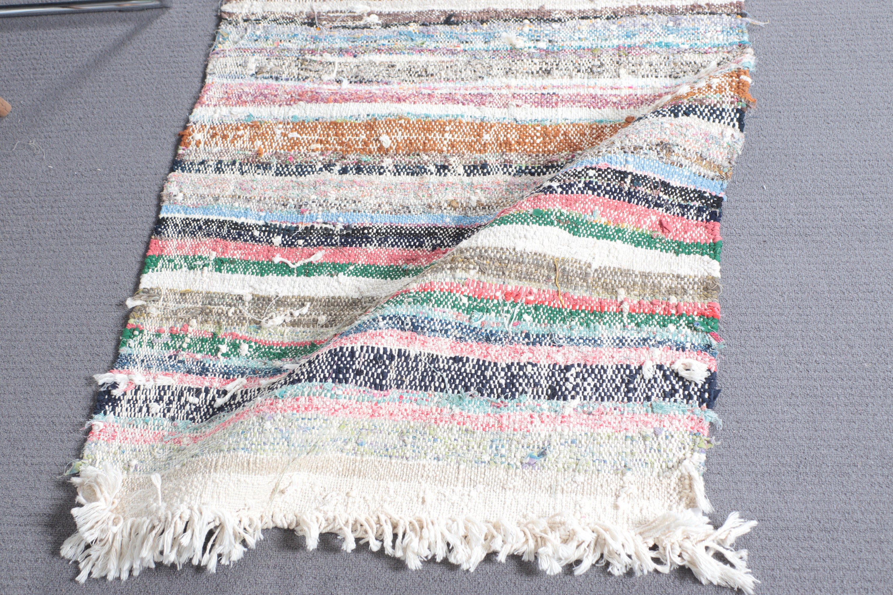 2.6x11.5 ft Runner Halı, Bej Ev Dekorasyonu Halıları, Aztek Halıları, Kilim, Türk Halısı, Nötr Halılar, El Dokuma Halı, Vintage Halı, Vintage Runner Halısı