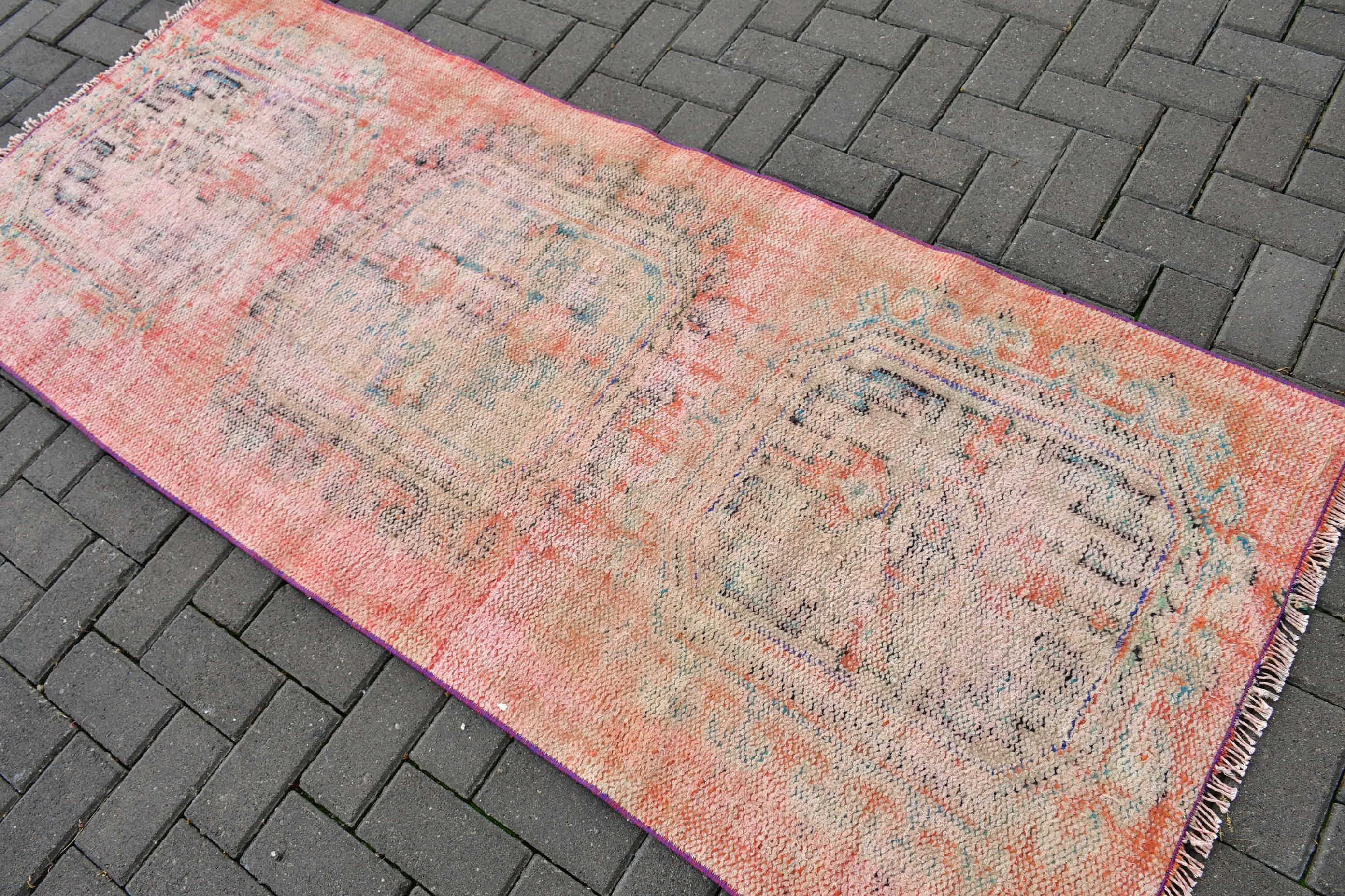 Kitchen Rug, 3x7.2 ft Accent Rug, Bedroom Rug, Rugs for Nursery, Turkish Rugs, Vintage Rug, Red Anatolian Rug, Antique Rug