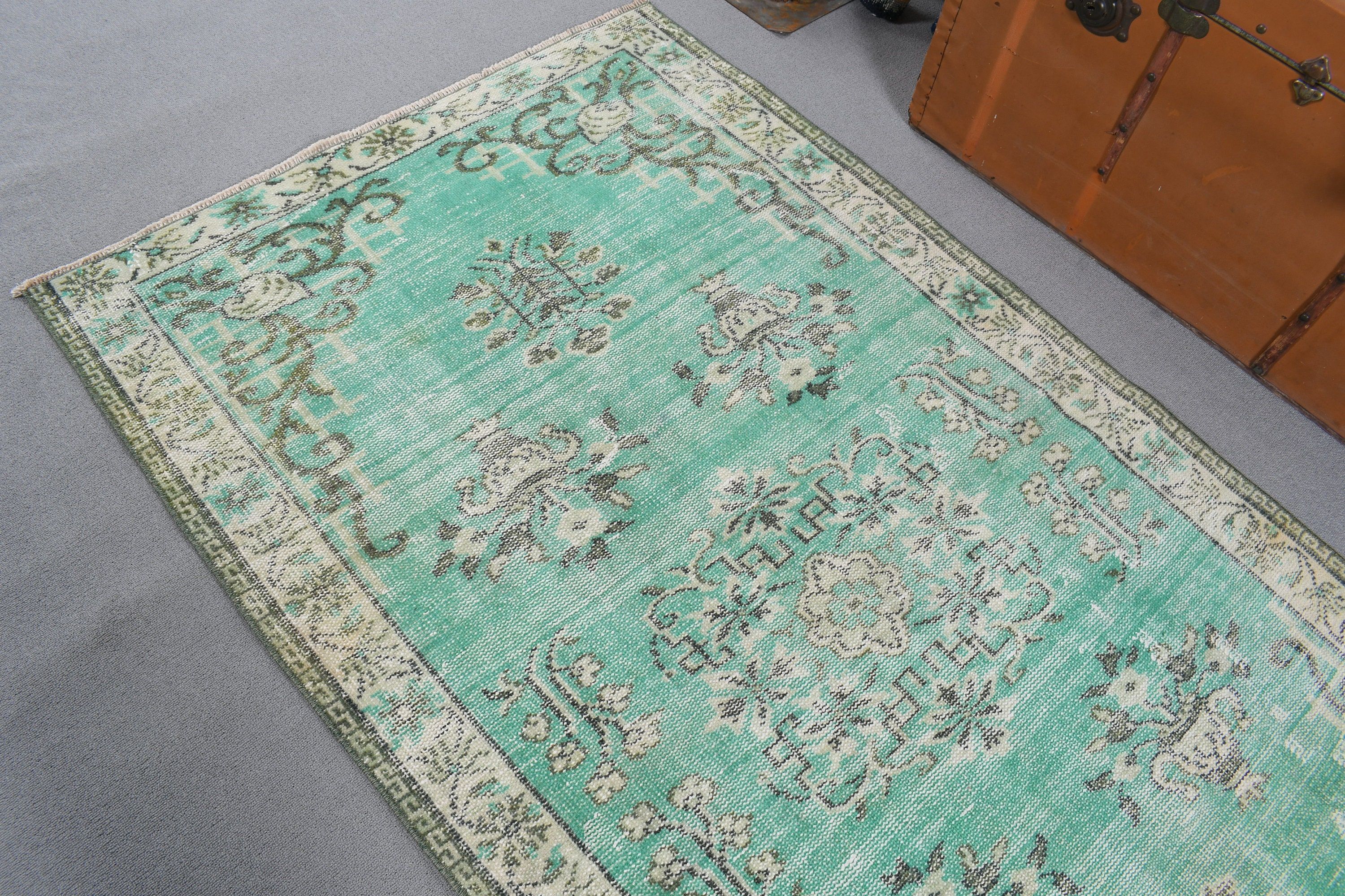 3.5x6.5 ft Accent Rugs, Luxury Rug, Anatolian Rugs, Green Oriental Rug, Turkish Rugs, Vintage Rugs, Decorative Rugs, Kitchen Rug, Boho Rug