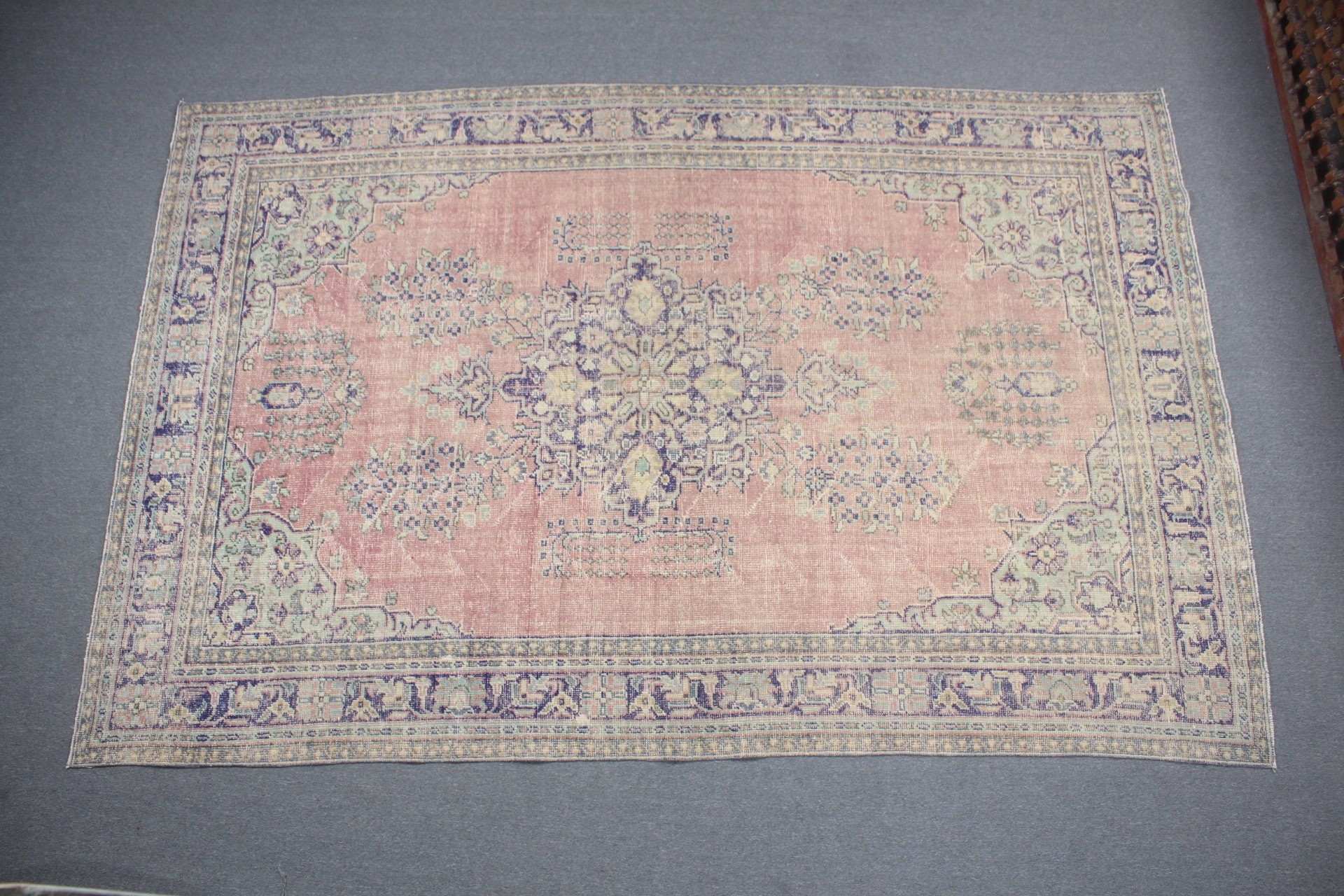 Fas Halıları, Oushak Halısı, Vintage Halı, Pembe Antika Halı, 7,3x13,1 ft Büyük Boy Halılar, Yemek Odası Halıları, Oturma Odası Halıları, Türk Halısı