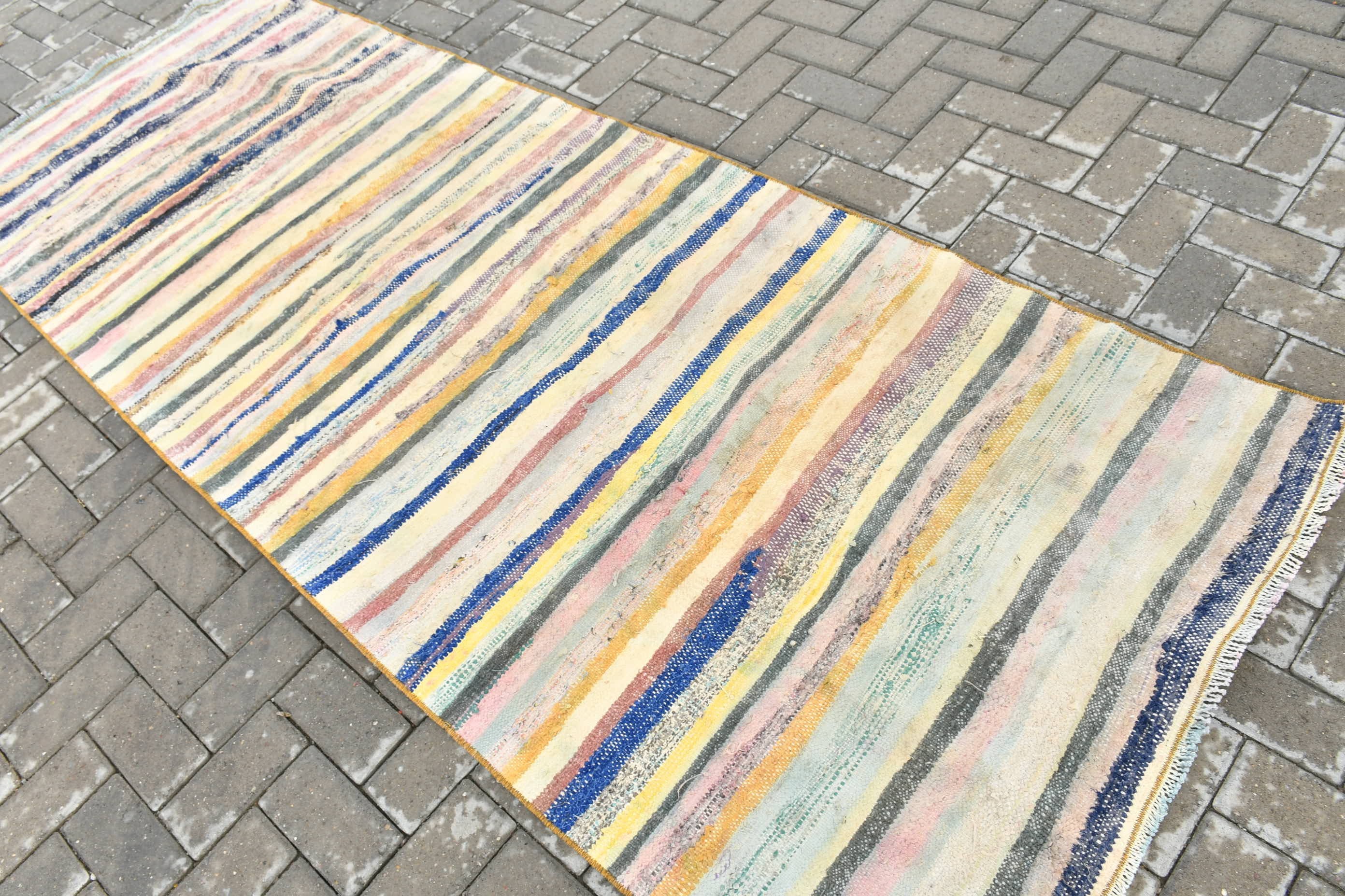 Vintage Halı, Koridor Halısı, Türk Halısı, Göçebe Halısı, 3,4x9,1 ft Runner Halısı, Anadolu Halıları, Kilim, Yer Halısı, Mavi Mutfak Halısı, Merdiven Halıları