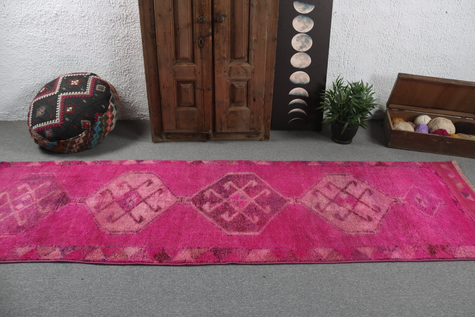 3x10.7 ft Runner Halı, Pembe Fas Halıları, Boho Halıları, Yer Halıları, Vintage Runner Halısı, Türk Halısı, Vintage Halı, Vintage Runner Halıları