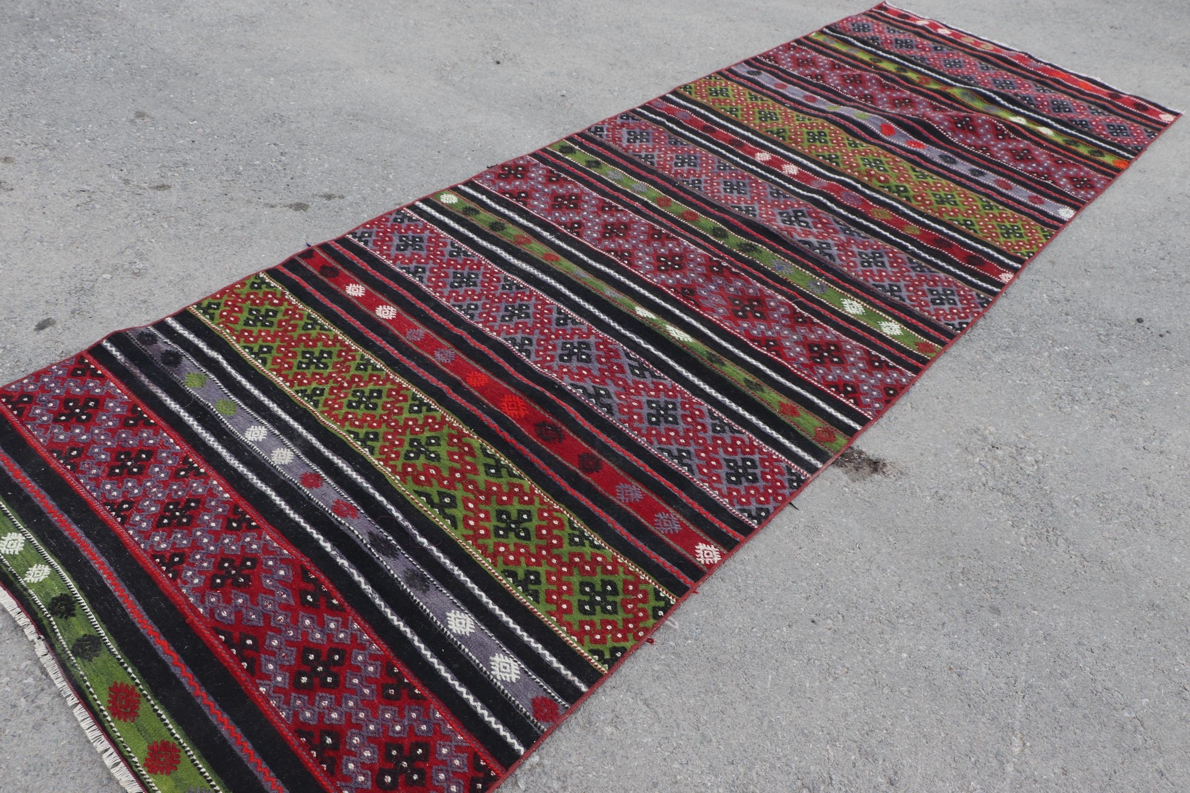 Koridor Halıları, Siyah Ev Dekorasyonu Halıları, 3.9x11.6 ft Runner Halısı, Ev Dekorasyonu Halısı, Kilim, Merdiven Halıları, Türk Halısı, Yer Halısı, Vintage Halı