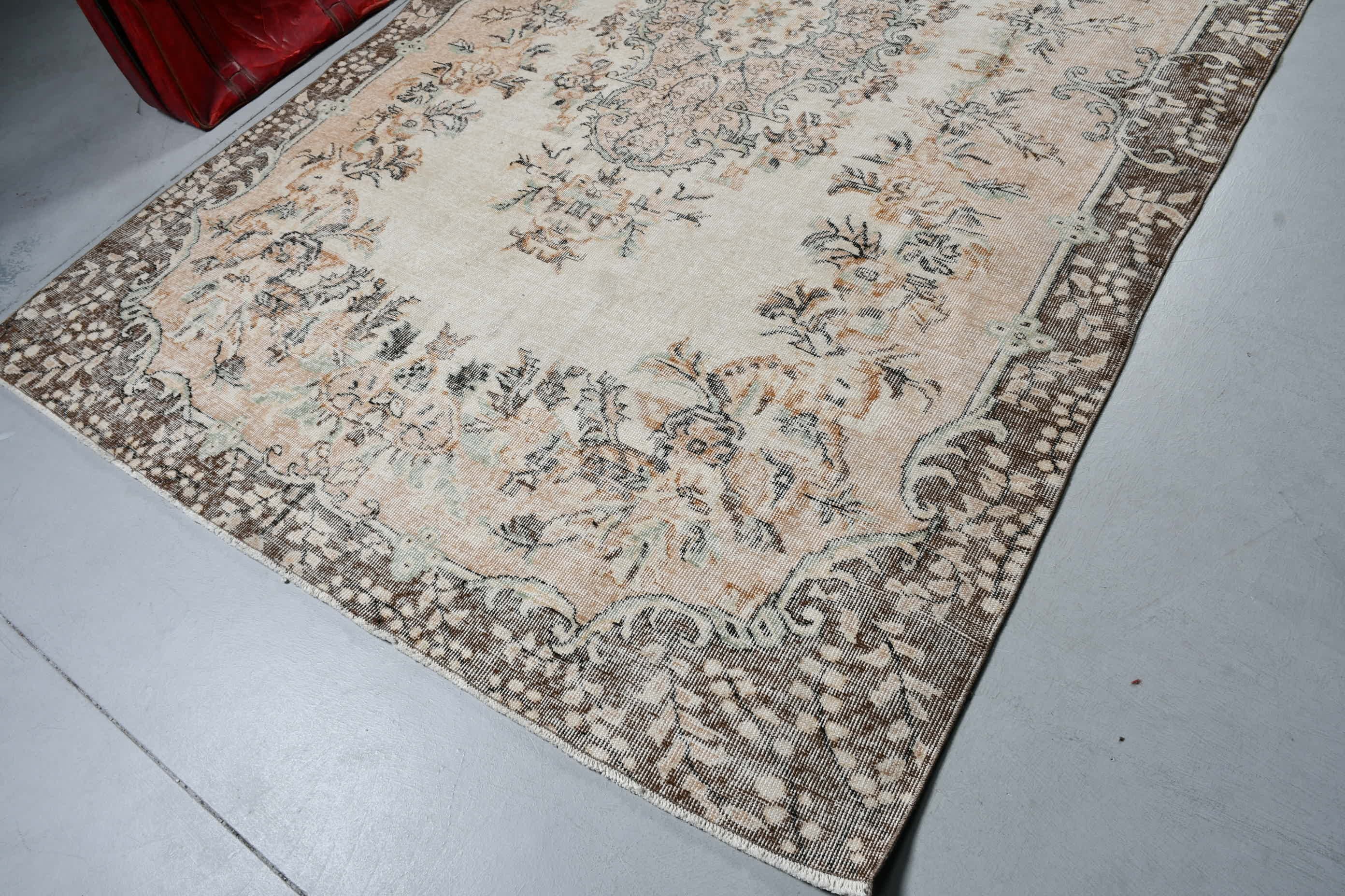 Oturma Odası Halısı, Türk Halıları, 6.4x9.7 ft Büyük Halı, Ev Dekorasyonu Halısı, Yatak Odası Halıları, Oryantal Halı, Bej Fas Halısı, Yer Halısı, Vintage Halı