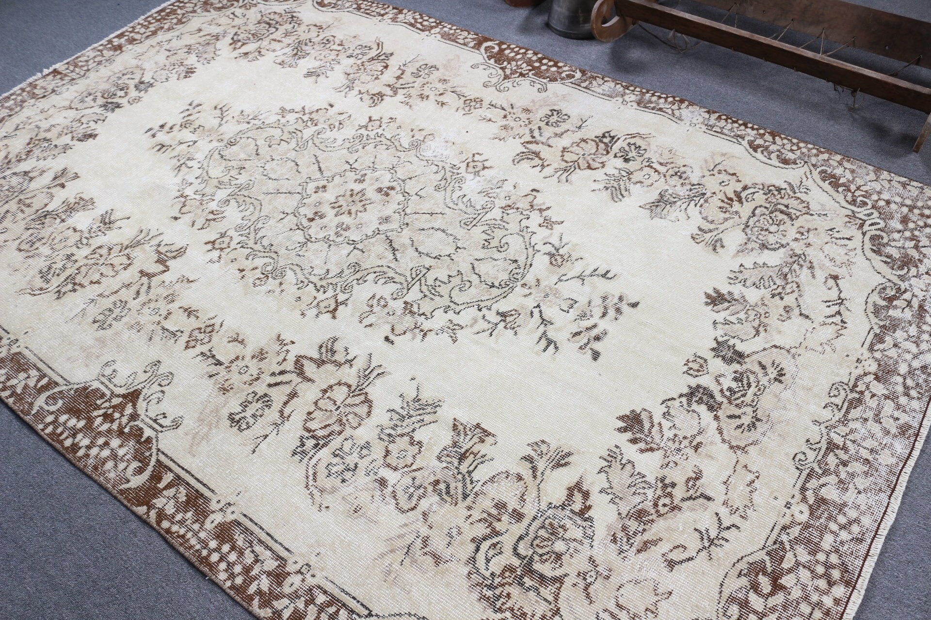 Rugs for Salon, 5.8x9 ft Large Rugs, Turkish Rug, Vintage Rug, Kitchen Rugs, Salon Rug, Living Room Rug, Beige Anatolian Rug, Antique Rug