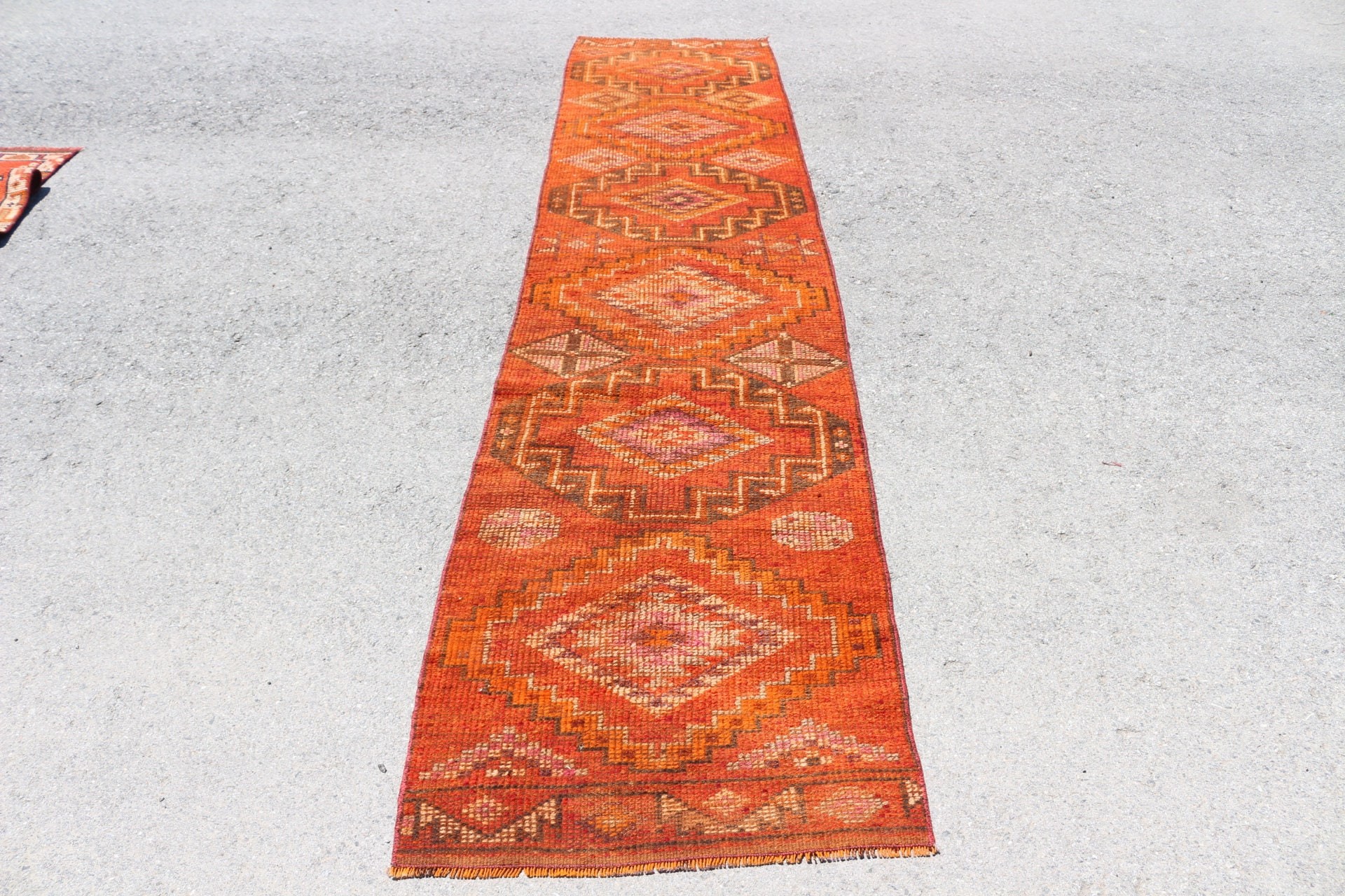 Anatolian Rug, Stair Rug, Distressed Rug, Vintage Rug, Rugs for Corridor, Turkish Rug, Orange Oushak Rug, Cool Rug, 2.4x11.3 ft Runner Rug