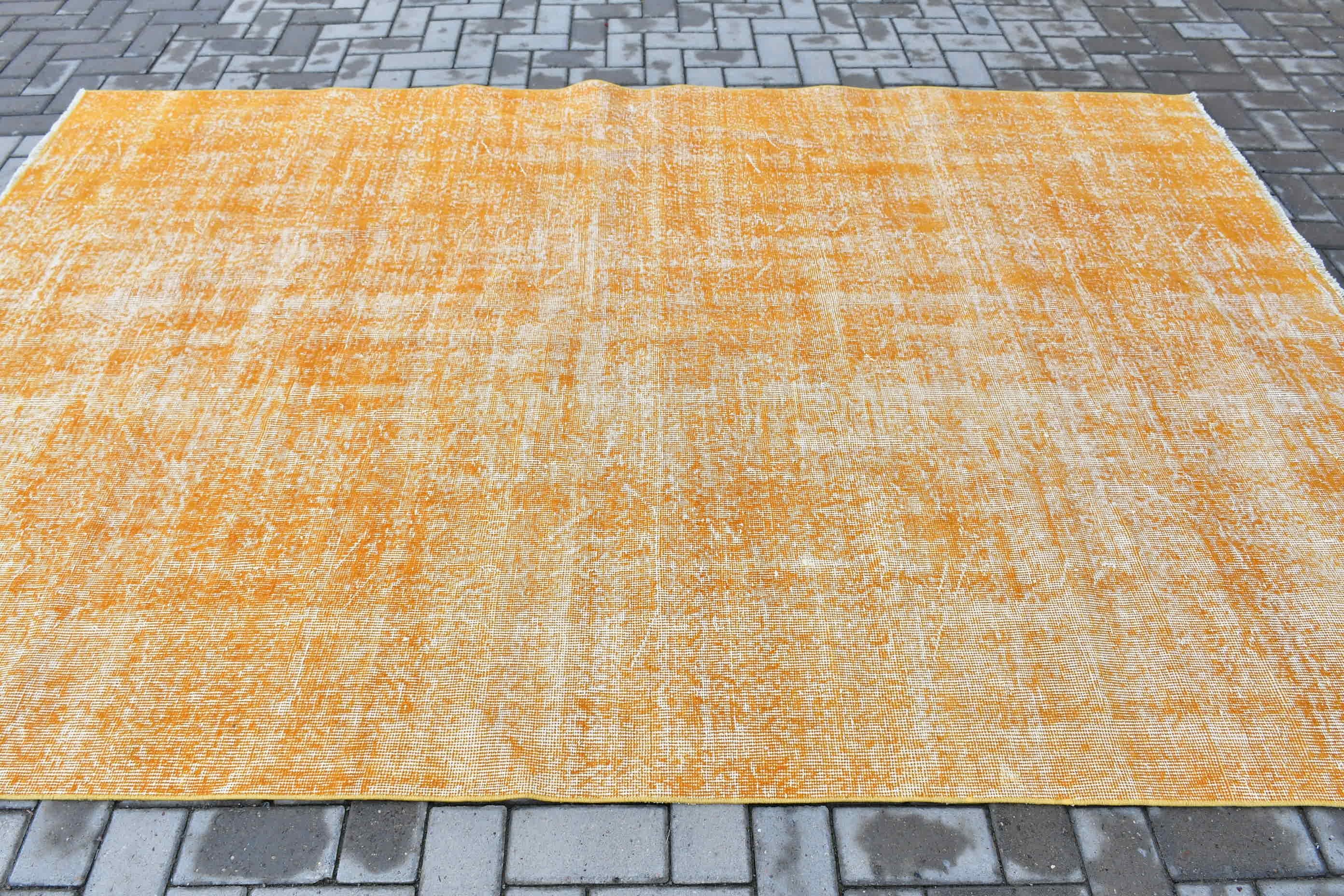 Vintage Rugs, Art Rugs, Floor Rugs, Turkish Rug, Kitchen Rugs, Living Room Rug, Yellow Moroccan Rug, Dining Room Rug, 6.3x9.3 ft Large Rug