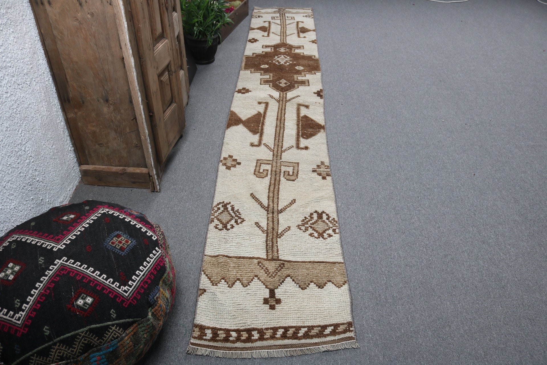 Oryantal Halı, Beni Ourain Koşucu Halısı, Bej Boho Halıları, Merdiven Halıları, Vintage Halılar, Türk Halıları, Mutfak Halıları, 1.8x11.1 ft Runner Halısı