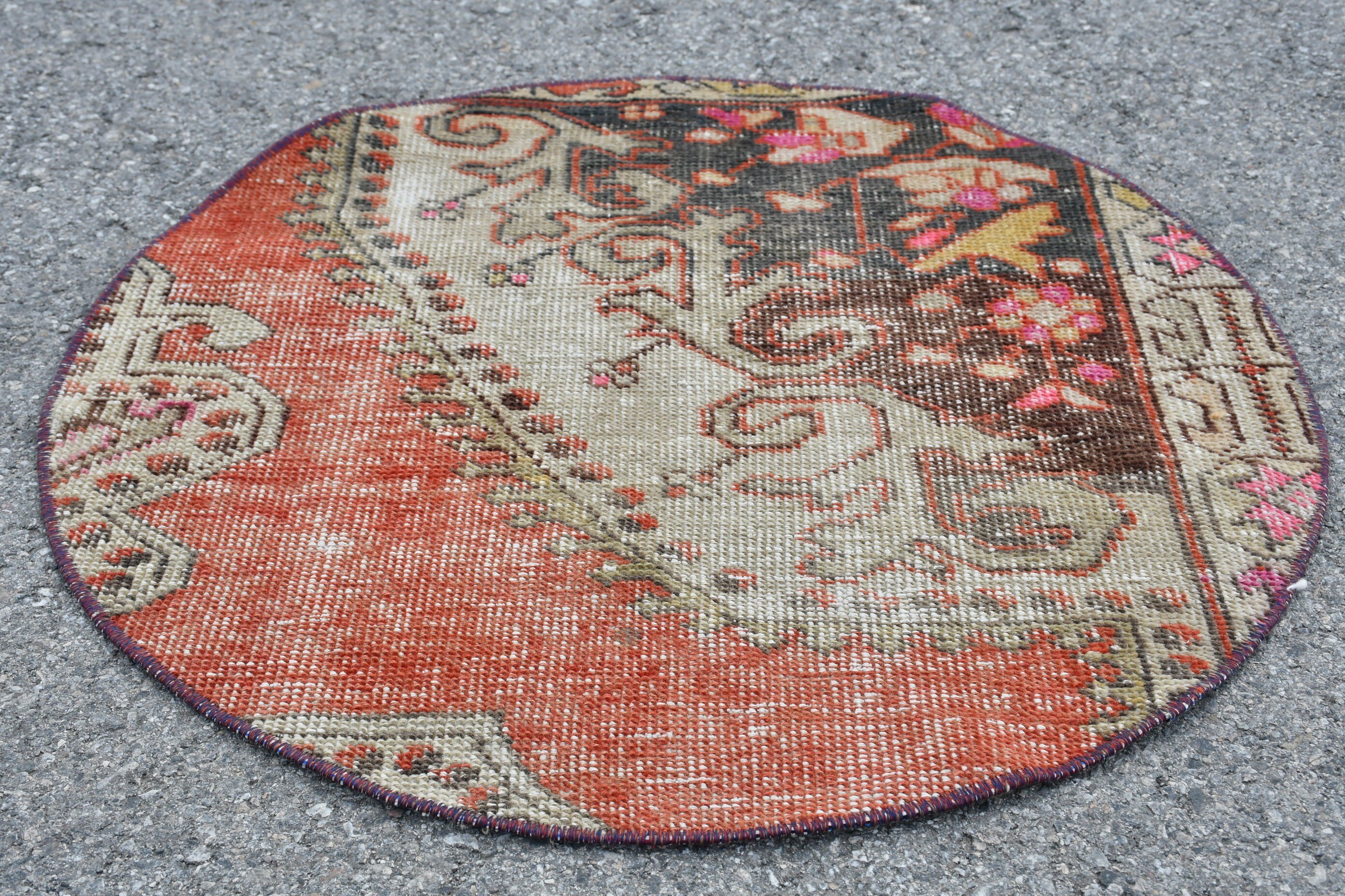 Kitchen Rug, Turkish Rugs, Nursery Rug, 2.3x2.3 ft Small Rug, Vintage Rugs, Red Anatolian Rug, Moroccan Rug, Decorative Rug, Antique Rugs