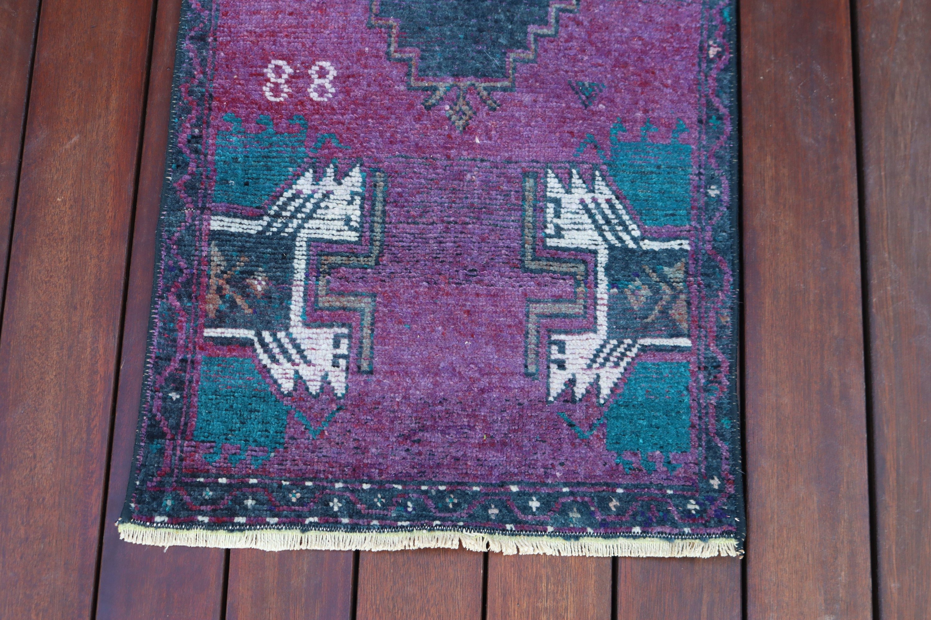 Turkish Rug, Small Vintage Rugs, Bathroom Rugs, 1.5x3.5 ft Small Rugs, Floor Rug, Purple Cool Rugs, Luxury Rugs, Vintage Rug, Oriental Rug