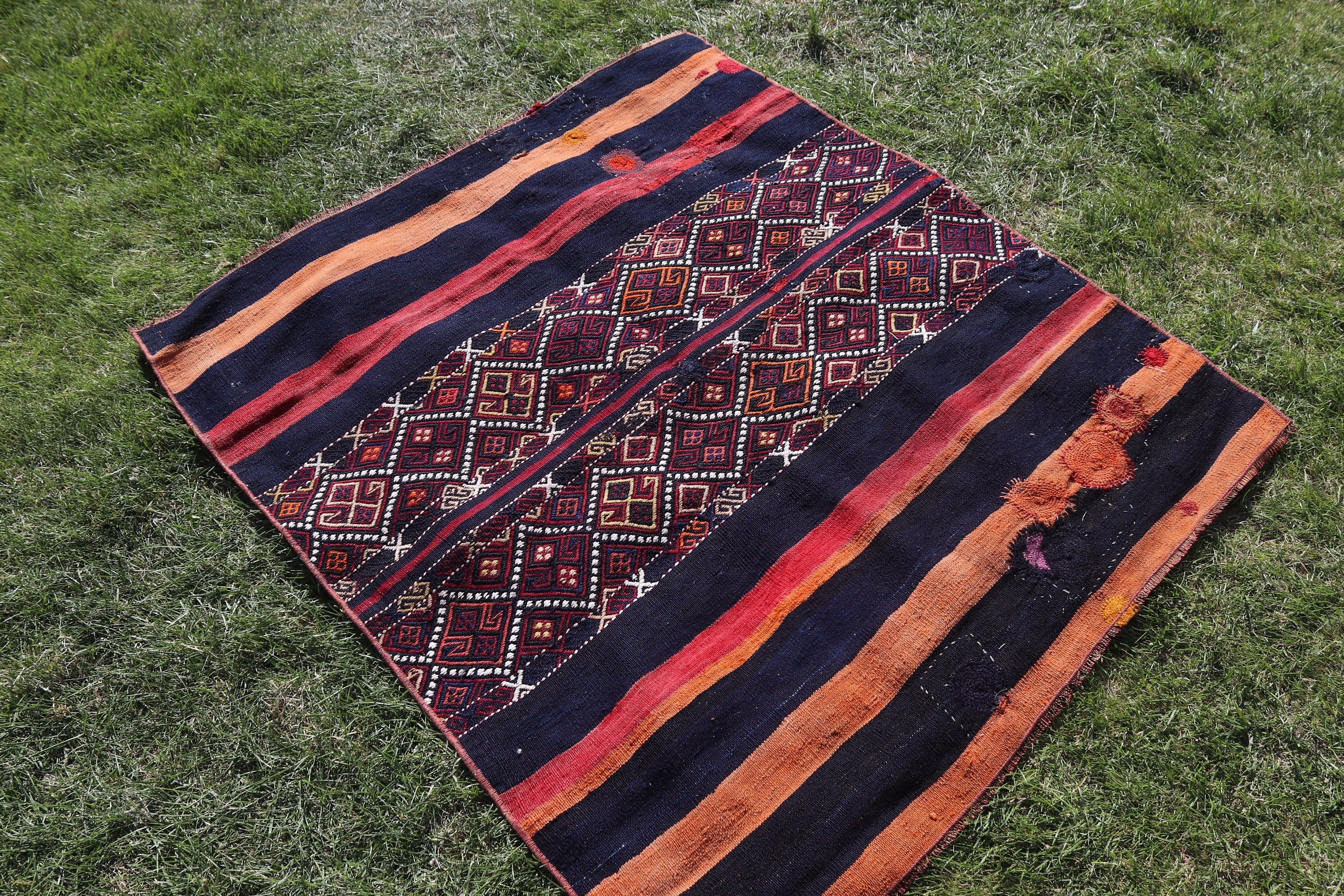 Banyo Halıları, Ev Dekorasyonu Halıları, Türk Halısı, 3,5x4 ft Küçük Halılar, Mavi Havalı Halılar, Küçük Vintage Halılar, Yer Halısı, Kilim, Vintage Halılar