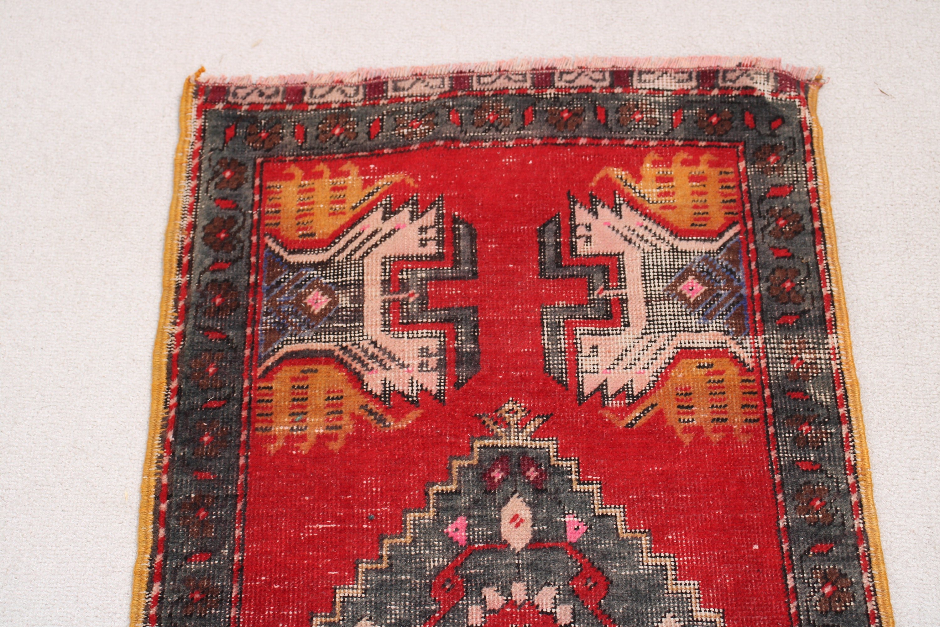 Boho Halı, Nötr Halı, 1.6x3.1 ft Küçük Halı, Giriş Halıları, Türk Halısı, Banyo Halıları, Kırmızı Fas Halısı, Vintage Halılar, Duvara Asılı Halı