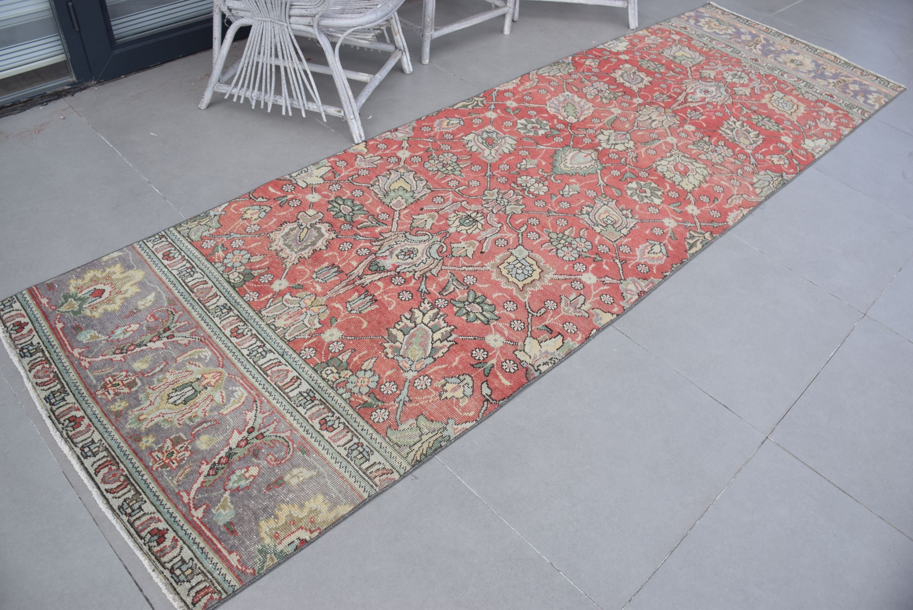 3.3x11.2 ft Runner Halı, Türk Halısı, Kırmızı Ev Dekor Halısı, Runner Halıları, Yer Halısı, Mutfak Halısı, Koridor Halıları, Vintage Halı