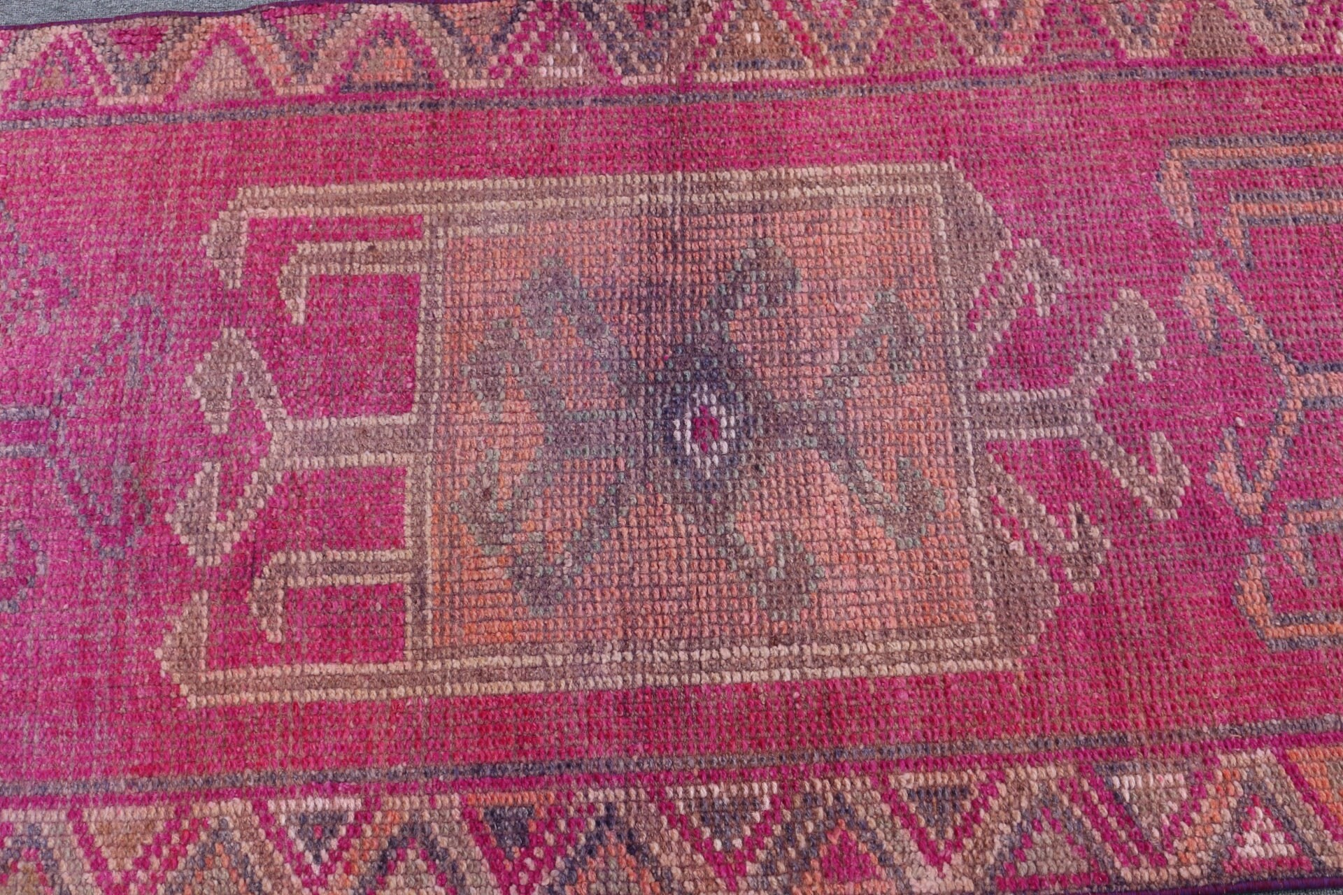 Turkish Rugs, Oushak Rug, Vintage Rugs, 2.8x10.6 ft Runner Rug, Rugs for Corridor, Floor Rug, Pink Antique Rug, Hallway Rug, Tribal Rug
