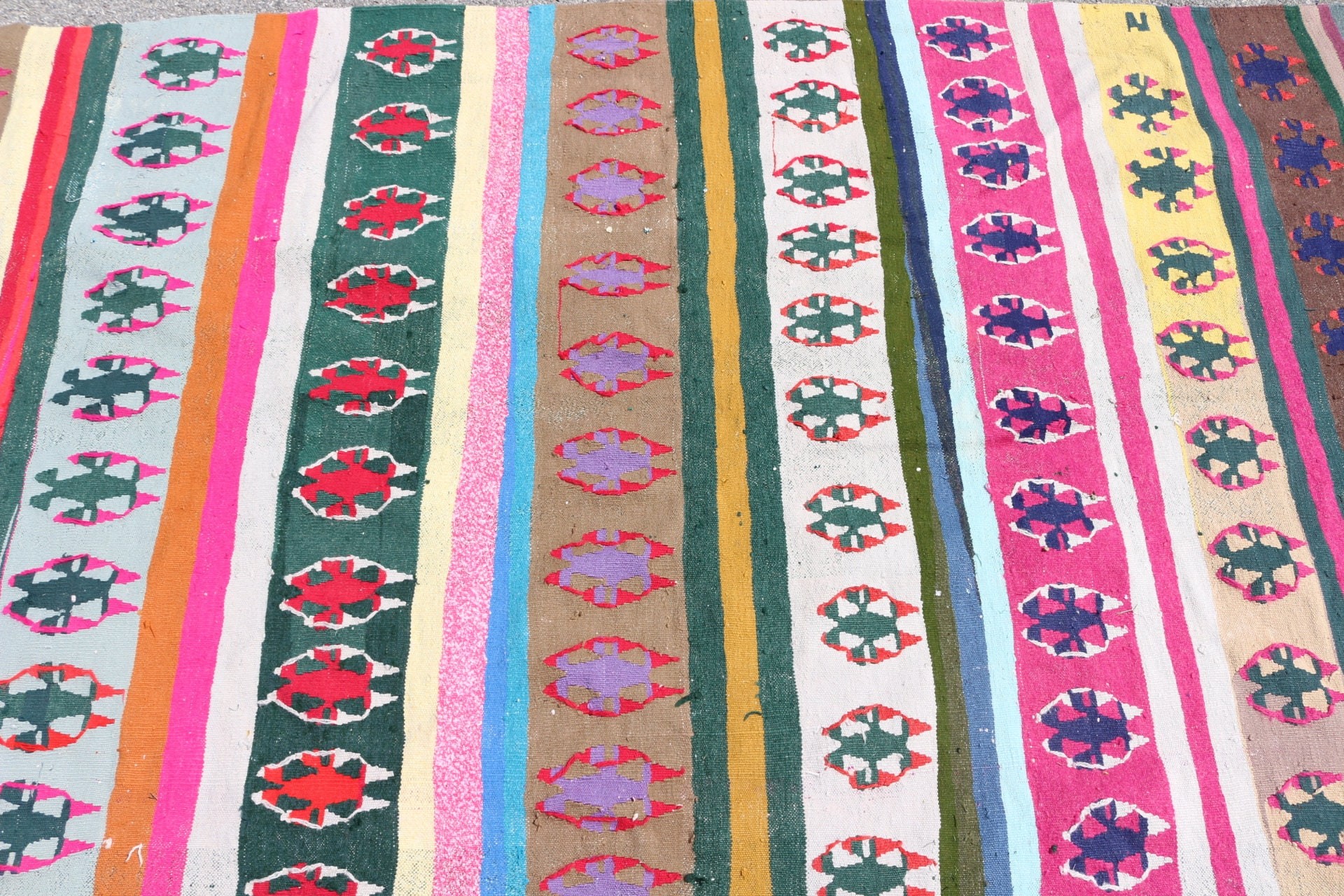 Türk Halısı, Vintage Halı, Alan Kilimleri, Yatak Odası Halıları, Pembe 4x8.4 ft Alan Kilim, Kilim, Oushak Halı, Çocuk Halısı, Antika Halılar