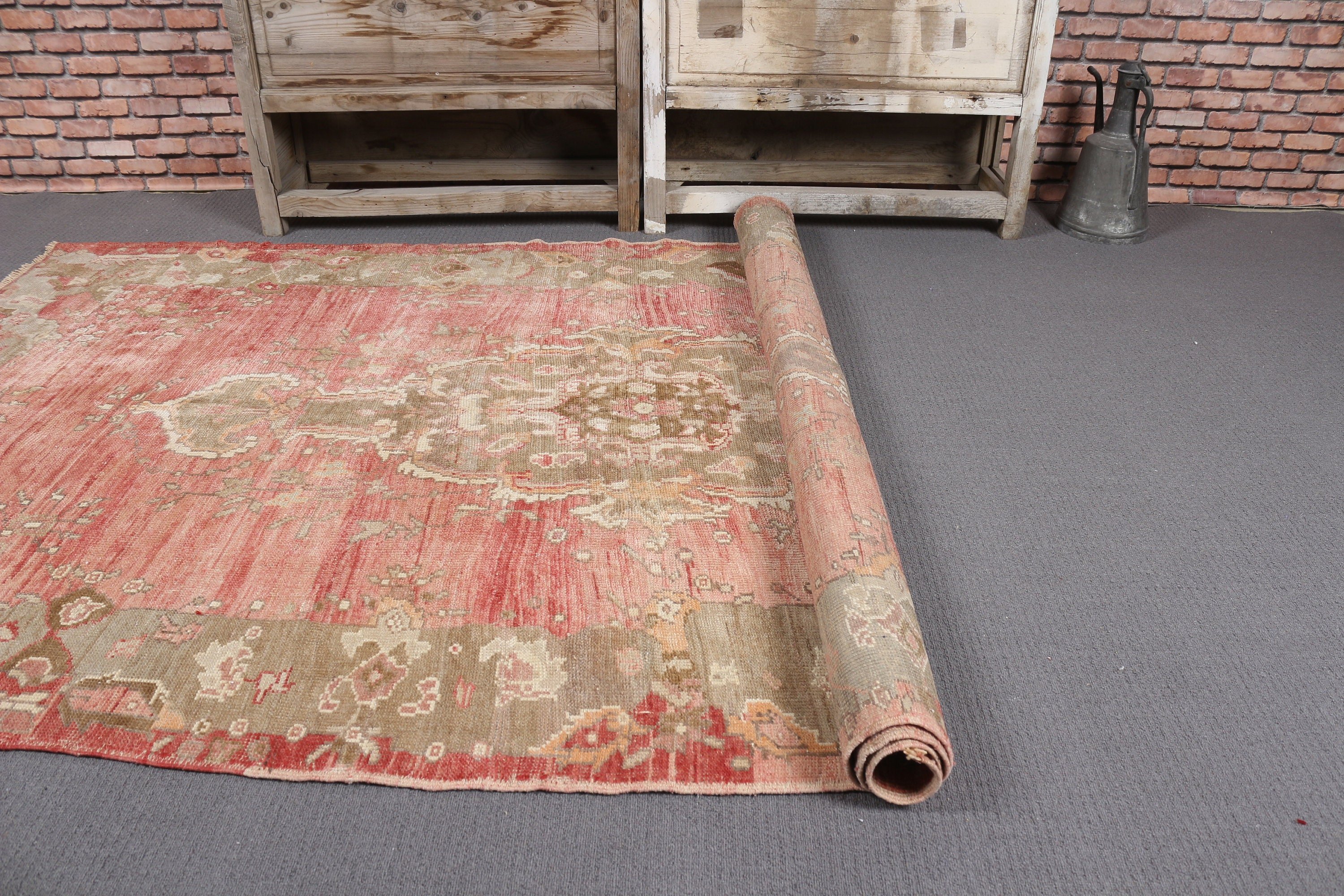 Turkish Rug, 4.5x8.1 ft Area Rugs, Kitchen Rugs, Indoor Rug, Muted Rug, Floor Rugs, Vintage Rug, Rugs for Living Room, Red Moroccan Rugs