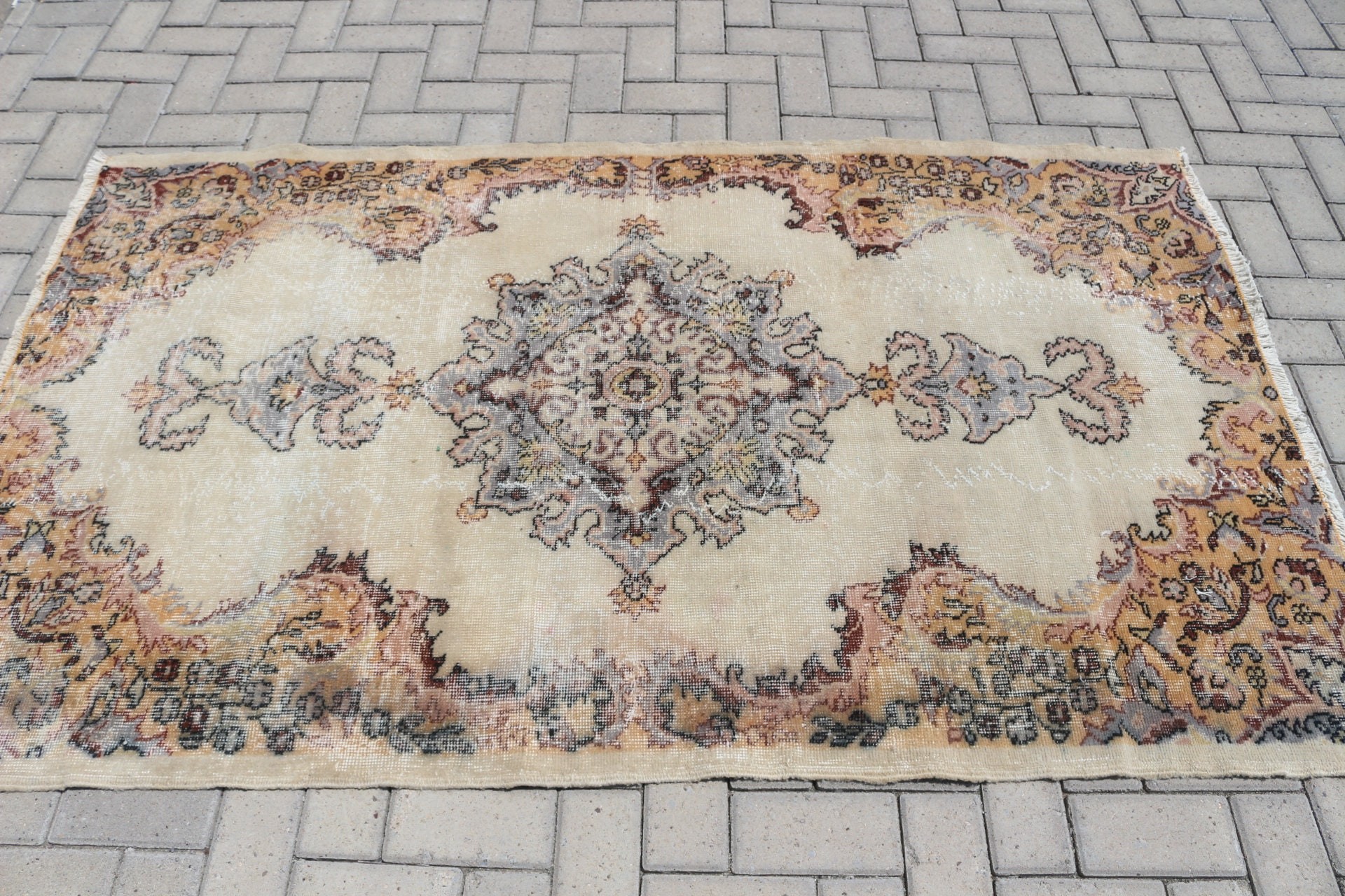 Nursery Rug, Home Decor Rugs, Kitchen Rug, Vintage Rugs, Turkish Rug, Rugs for Nursery, 4x6.6 ft Area Rug, Beige Anatolian Rug, Custom Rugs