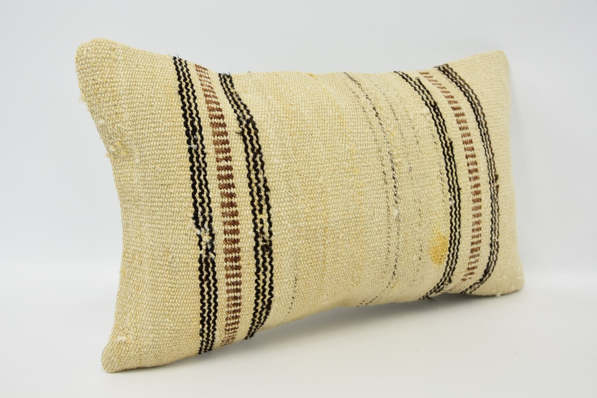 Boho Pillow, Bolster Throw Cushion Cover, Boho Pillow Sham Cover, Ethnical Kilim Rug Pillow, 12"x20" Beige Cushion Case