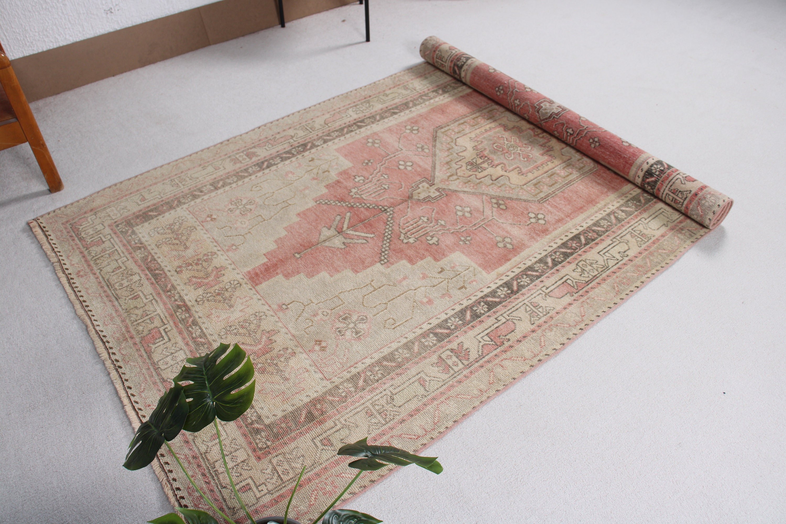 Ev Dekorasyonu Halıları, Büyük Oushak Halıları, Büyük Boho Halıları, Türk Halısı, Vintage Halı, Nötr Halı, Bej Mutfak Halısı, 4,5x9,4 ft Büyük Halı