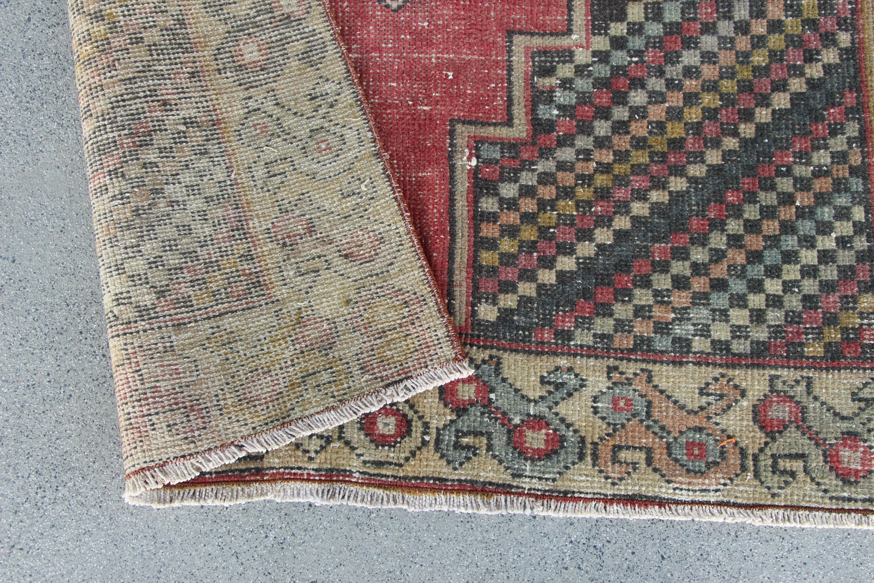 Oryantal Halı, Vintage Halı, Yemek Odası Halıları, Türk Halısı, Yer Halıları, Kırmızı Yün Halı, 3.8x8.5 ft Alan Halısı, Yemek Odası Halıları, Mutfak Halısı