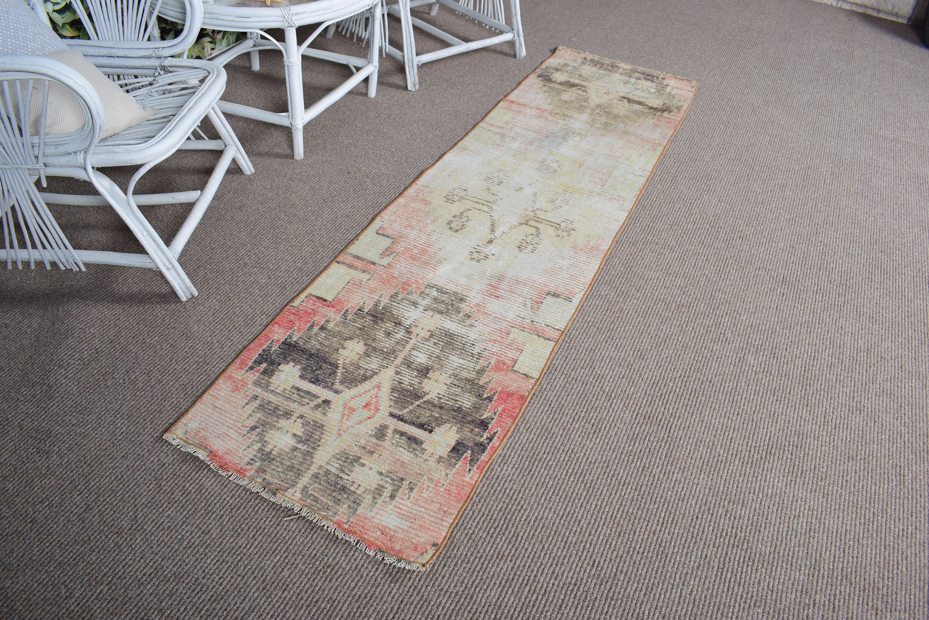 Vintage Runner Rug, Turkish Rugs, Cool Rug, Vintage Rug, Rainbow Neutral Rug, 1.9x7.2 ft Runner Rugs, Long Runner Rugs, Floor Rug