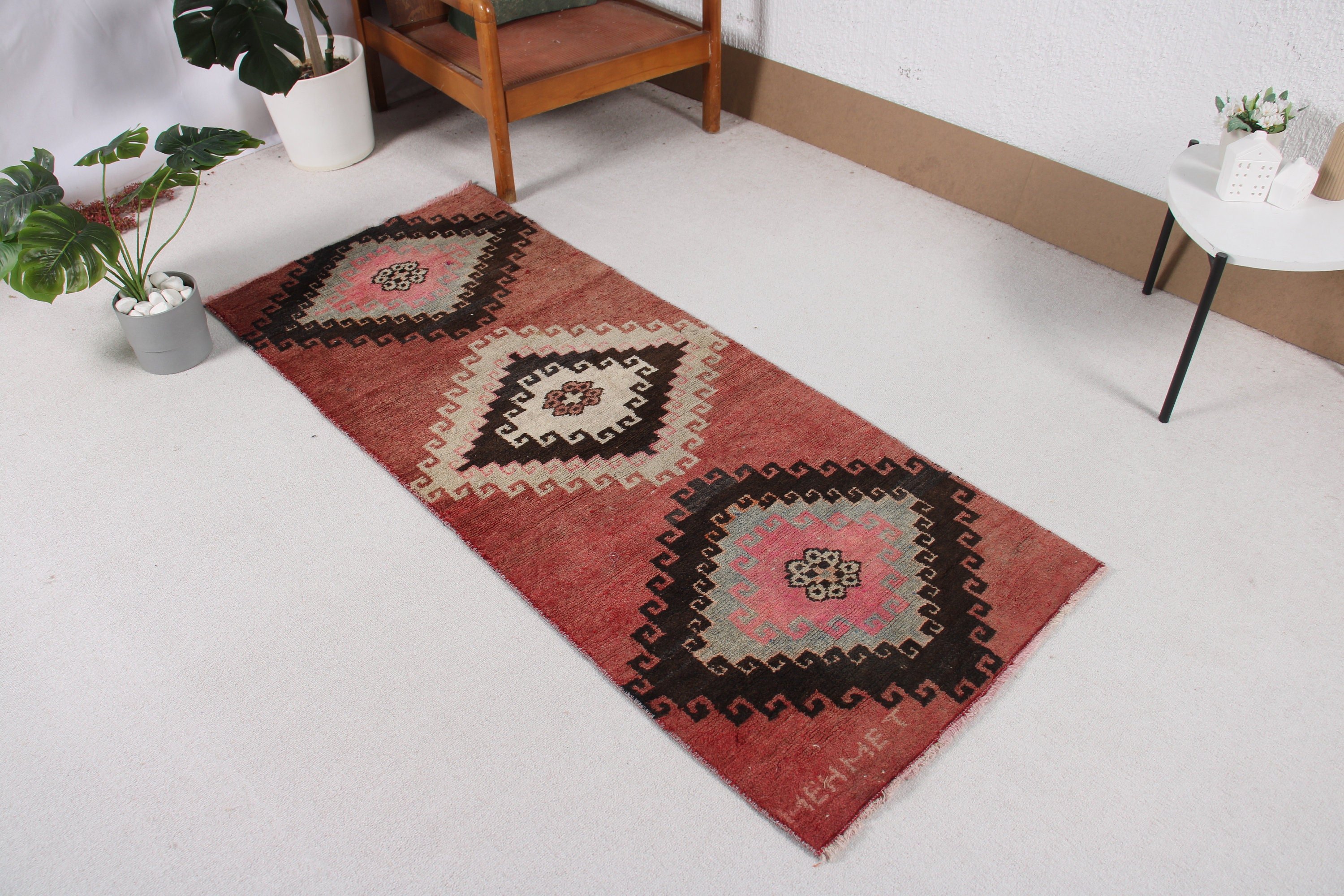 2.3x5.7 ft Small Rug, Nursery Rug, Vintage Rug, Moroccan Rug, Antique Rug, Entry Rug, Turkish Rugs, Red Bedroom Rug, Rugs for Entry