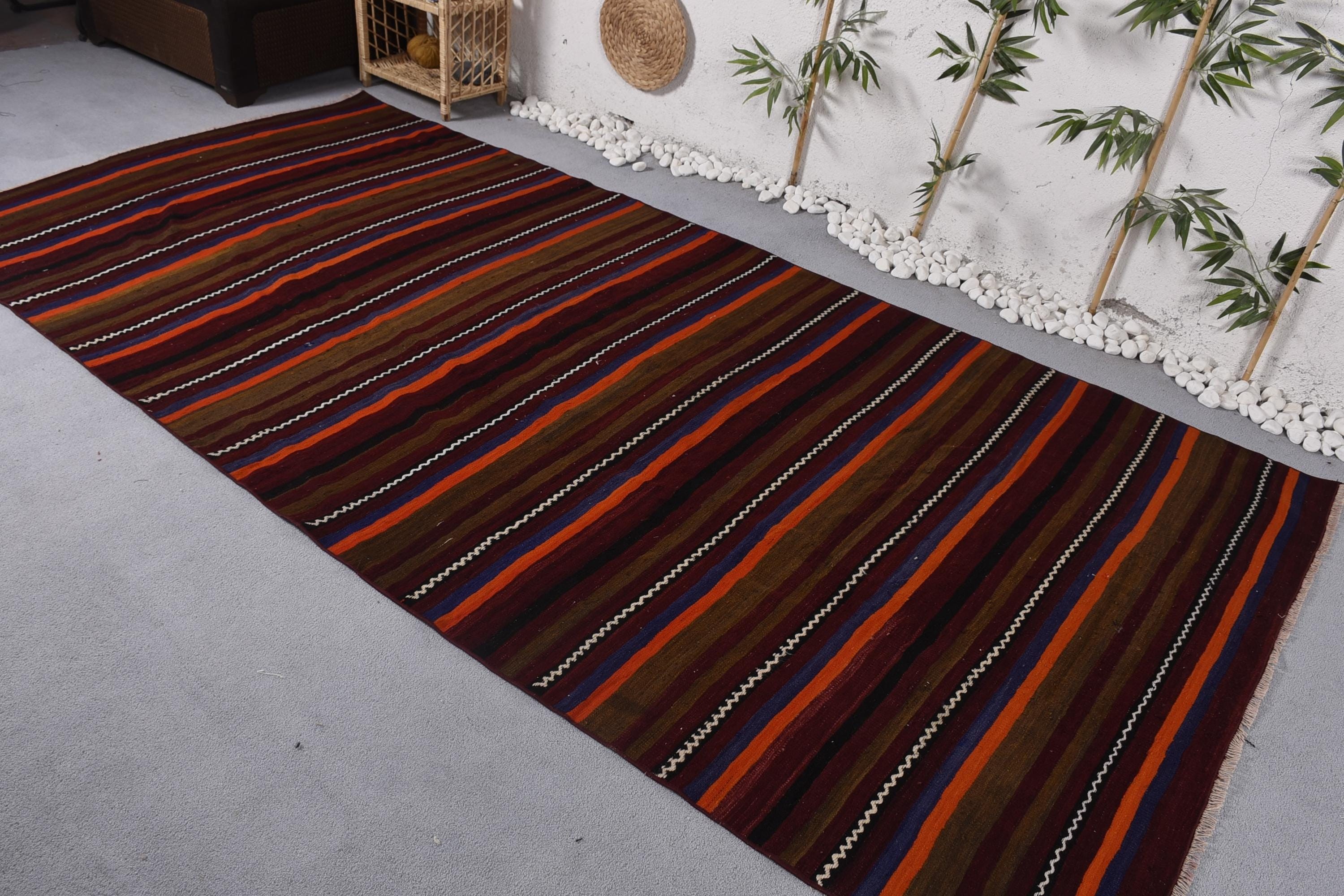 Büyük Vintage Halılar, Kilim, Mor Mutfak Halıları, 5.3x11 ft Büyük Halı, Sanatsal Halı, Vintage Halı, Geometrik Halı, Türk Halısı