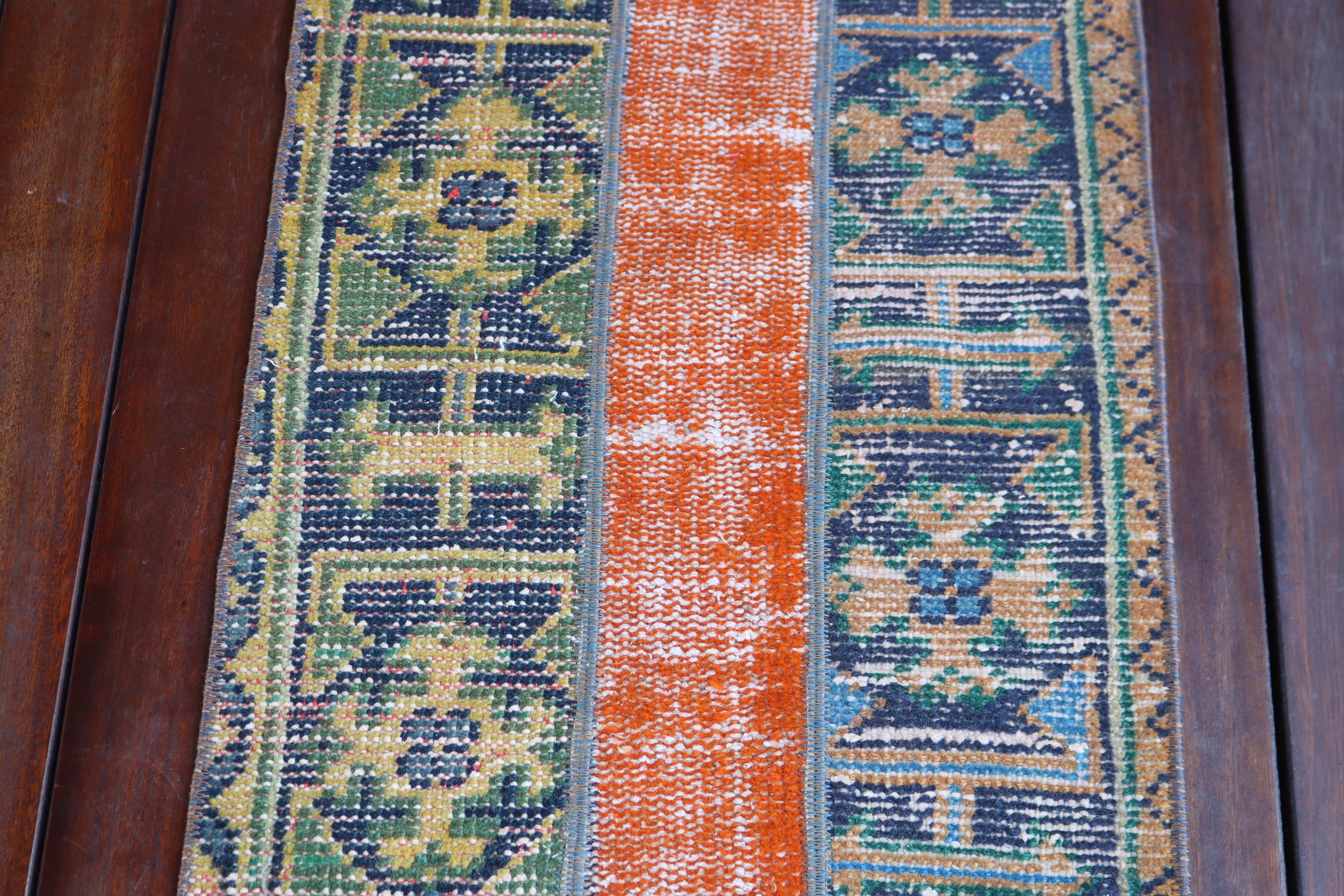 Oushak Rug, Bath Rug, Blue Handwoven Rugs, Vintage Rugs, Turkish Rugs, Rugs for Kitchen, 1.4x3.1 ft Small Rug, Car Mat Rugs, Luxury Rug