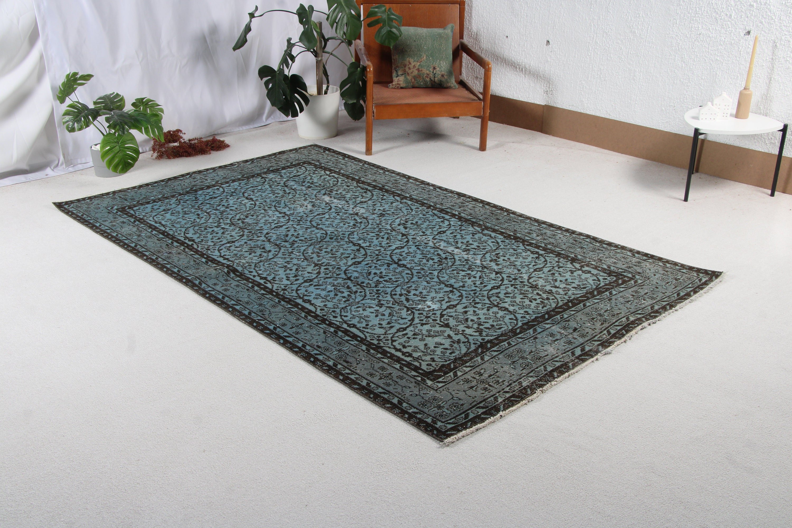 Moroccan Rugs, Dining Room Rugs, Turkish Rug, Blue Bedroom Rug, Handmade Rug, Large Vintage Rug, Boho Rug, Vintage Rug, 5x8.3 ft Large Rug