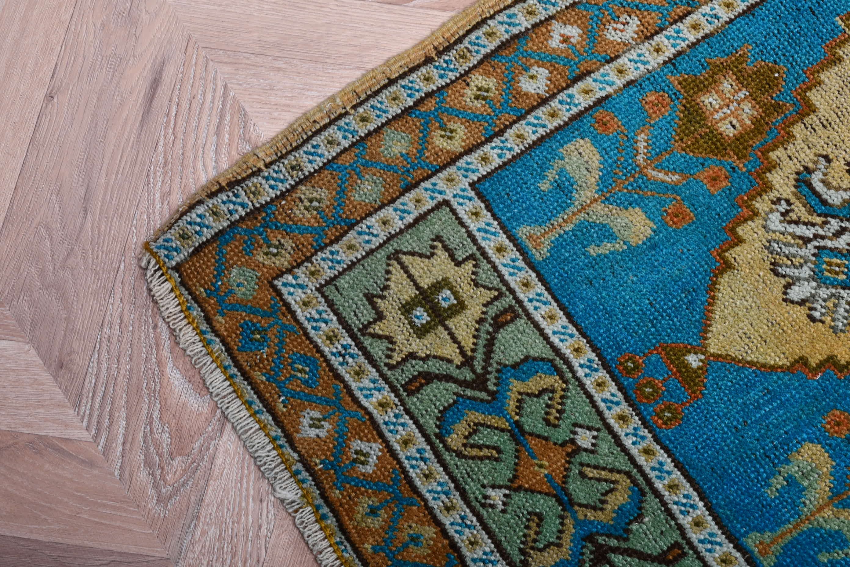 Vintage Halılar, Duvara Asılı Halılar, Mavi Yatak Odası Halısı, 1.7x4.3 ft Küçük Halı, Soyut Halı, Oryantal Halı, Mutfak Halısı, Türk Halısı, Banyo Halıları