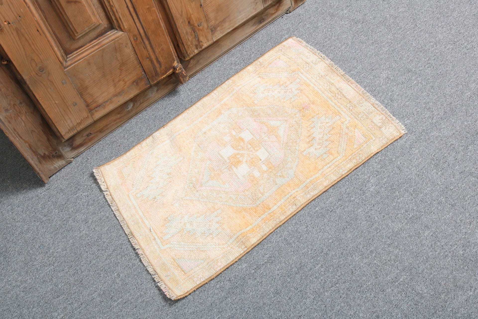 Statement Rug, Office Rug, 1.4x2.1 ft Small Rugs, Nursery Rugs, Luxury Rugs, Turkish Rugs, Orange Oushak Rugs, Vintage Rug, Small Boho Rugs