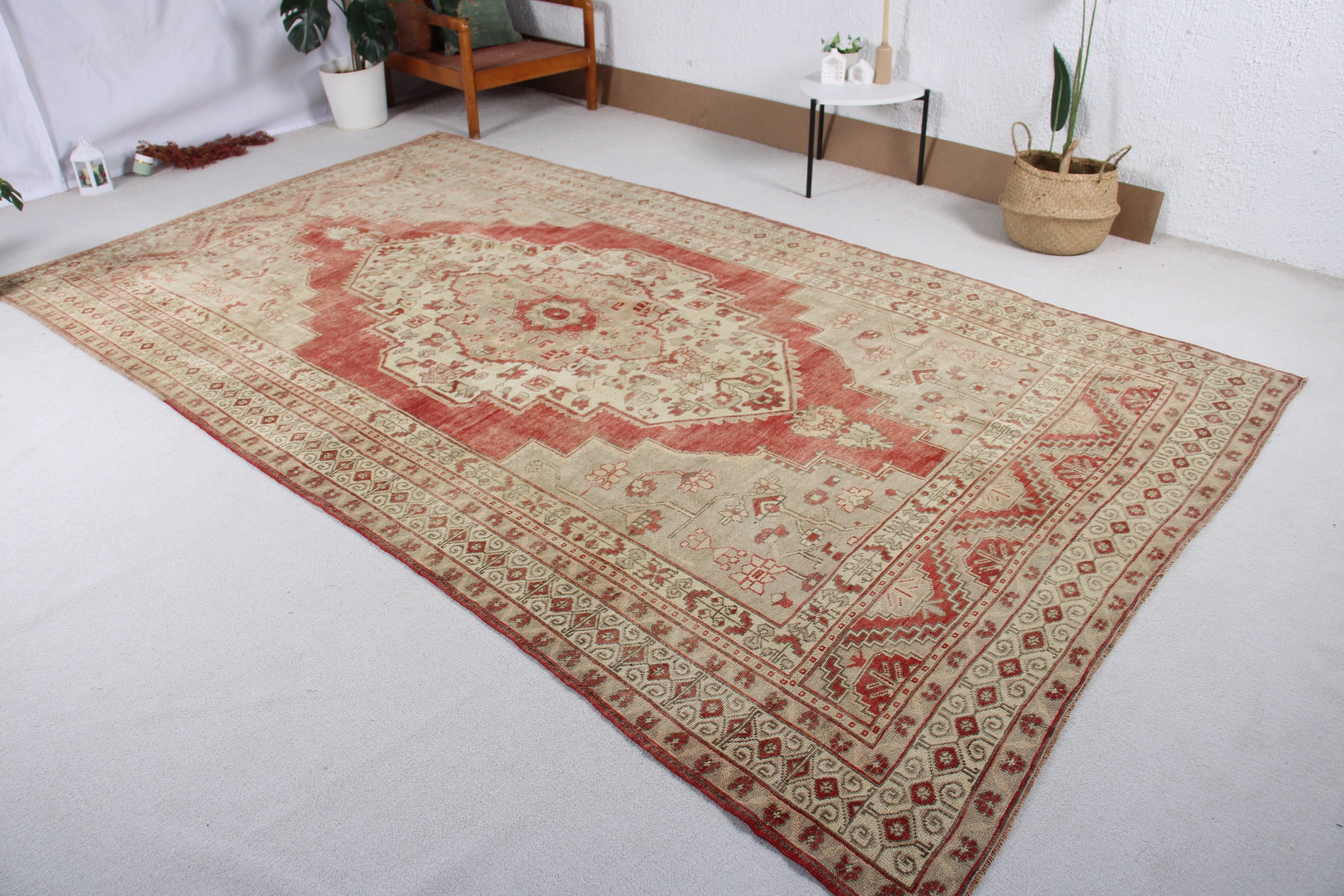 Türk Halısı, Büyük Boy Türk Halısı, Vintage Halılar, Salon Halıları, Açıklama Halısı, Antika Halılar, 6.6x11.4 ft Büyük Boy Halılar, Bej Anadolu Halıları