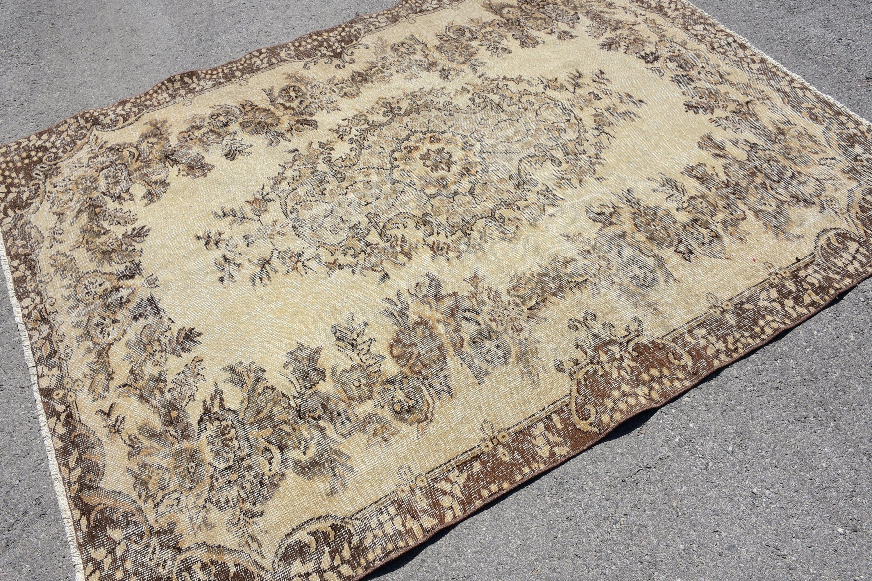 Vintage Rug, Living Room Rug, Handmade Rug, Floor Rugs, Rugs for Salon, Turkish Rug, Antique Rug, Dining Room Rug, 5.5x7.4 ft Large Rug