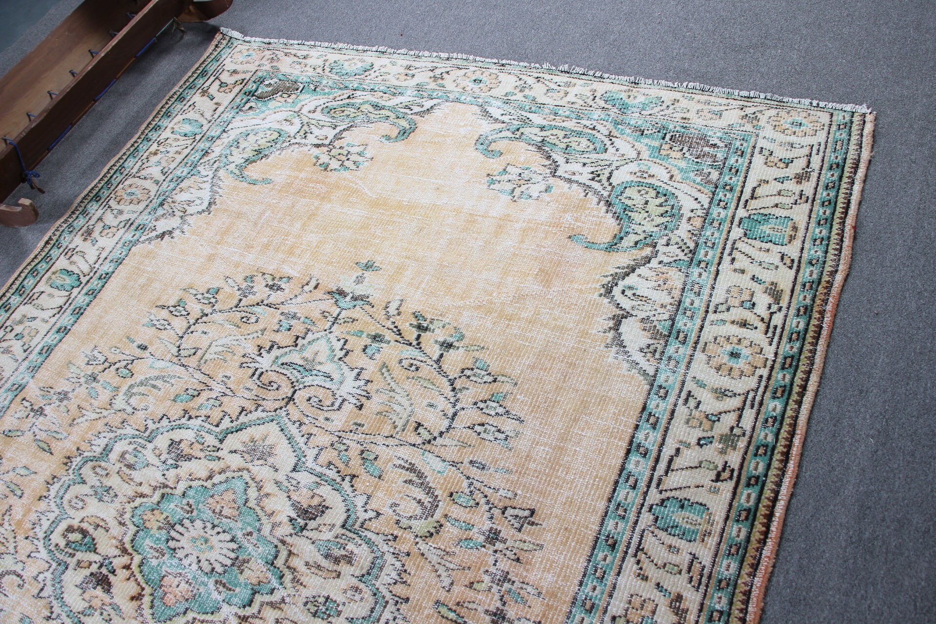 Pastel Halı, Yemek Odası Halıları, Türk Halısı, Oushak Halısı, Antika Halı, 6.2x8.9 ft Büyük Halılar, Oturma Odası Halısı, Turuncu Yer Halısı, Vintage Halılar