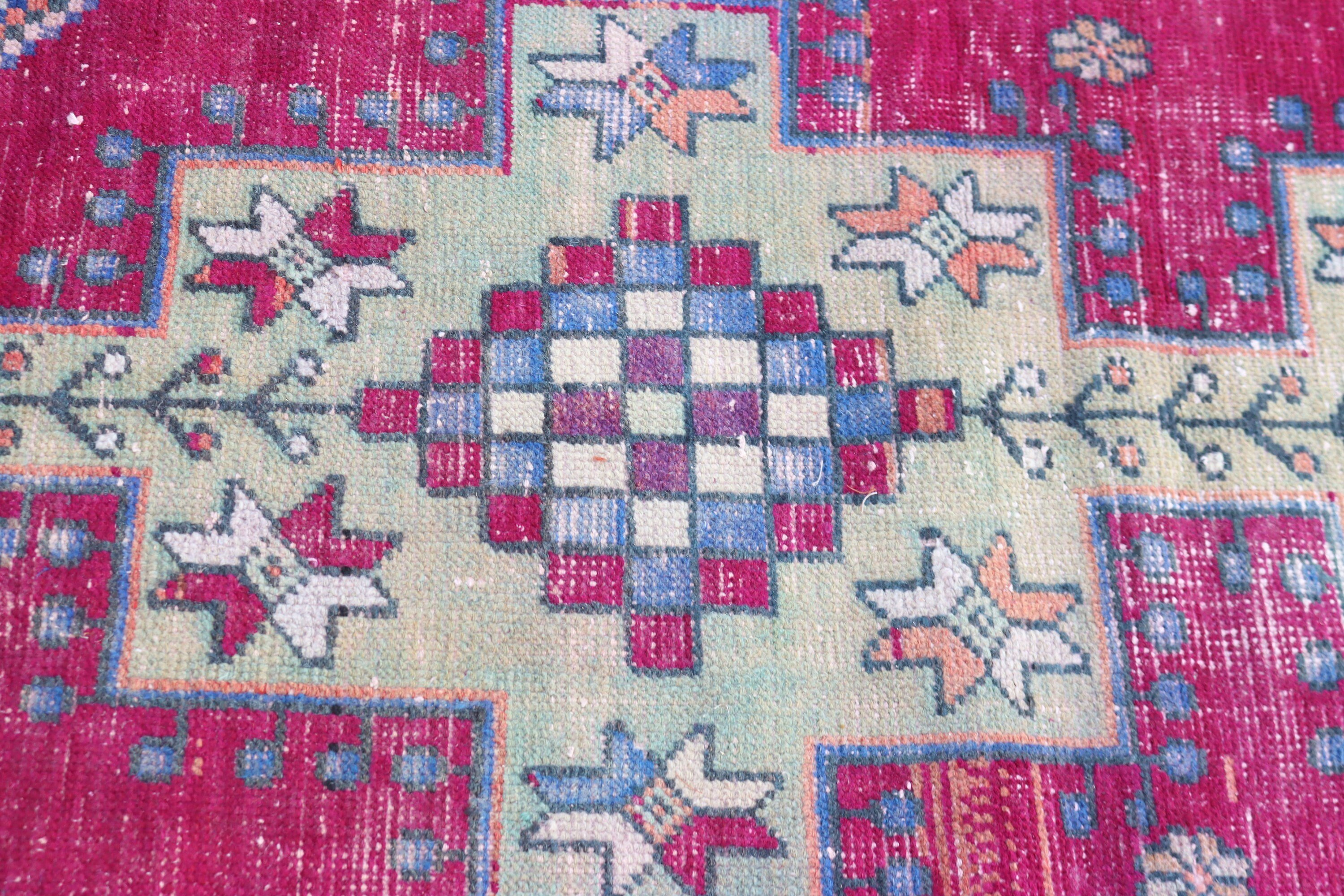 Türk Halısı, Lüks Halı, 3.3x9.4 ft Runner Halısı, Vintage Halı, Statement Halıları, Runner Kilimleri, Pembe Statement Halısı, Mutfak Halısı, Modern Halı