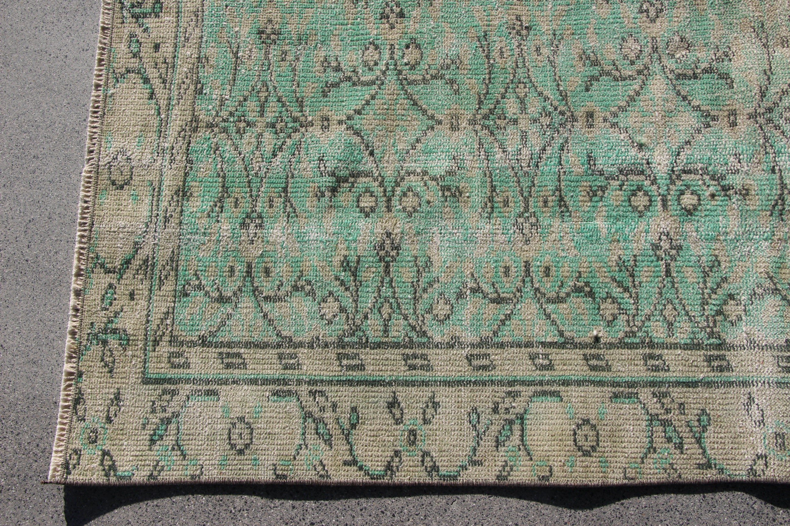 Salon Rug, Office Rug, Geometric Rugs, Vintage Rugs, Large Boho Rugs, Green Anatolian Rugs, Turkish Rug, 5.1x8.7 ft Large Rug, Antique Rugs