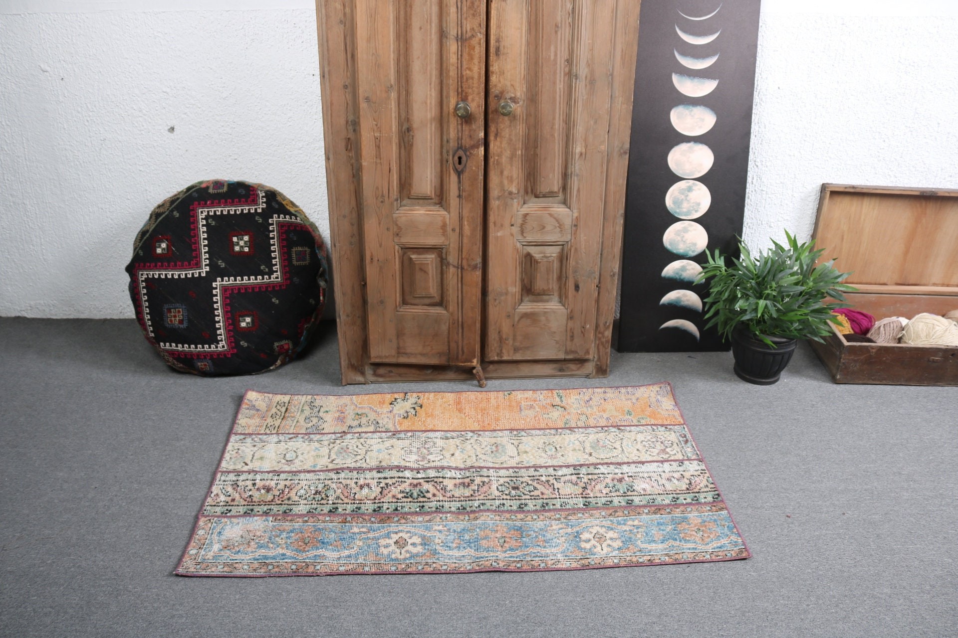 Açıklama Halısı, Yeşil Boho Halıları, Küçük Alan Halıları, Yer Halısı, Türk Halısı, Vintage Halı, 2,6x4,4 ft Küçük Halı, Mutfak Halıları, Modern Halı