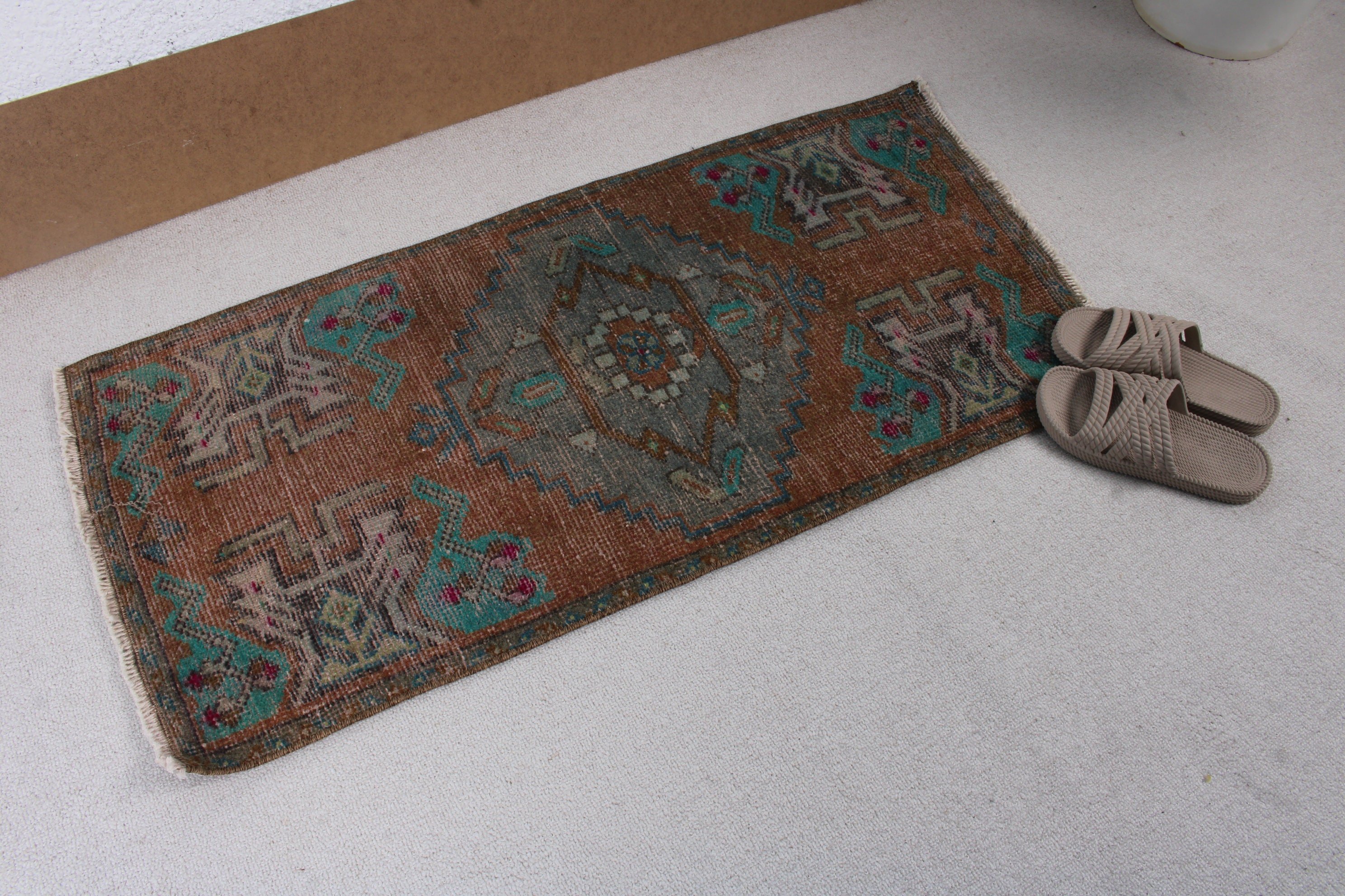 Wall Hanging Rug, Small Vintage Rugs, Handwoven Rugs, Brown Flatweave Rugs, Statement Rug, Turkish Rug, 1.6x3.4 ft Small Rugs, Vintage Rugs