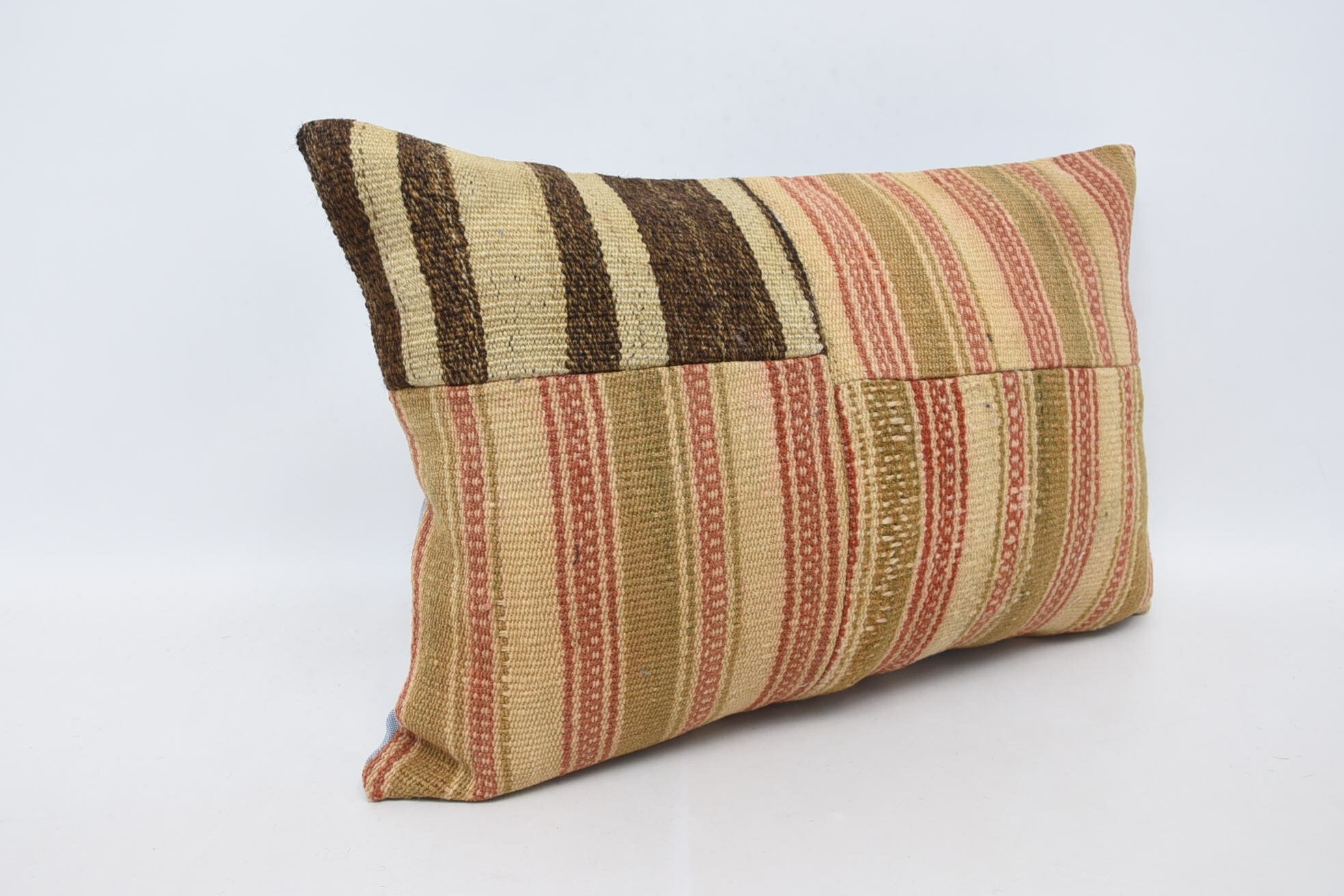 Ethnical Kilim Rug Pillow, Kilim Pillow Cover, 16"x24" Beige Pillow Sham, Comfy Throw Pillow Cover, Vintage Kilim Pillow, Muted Cushion