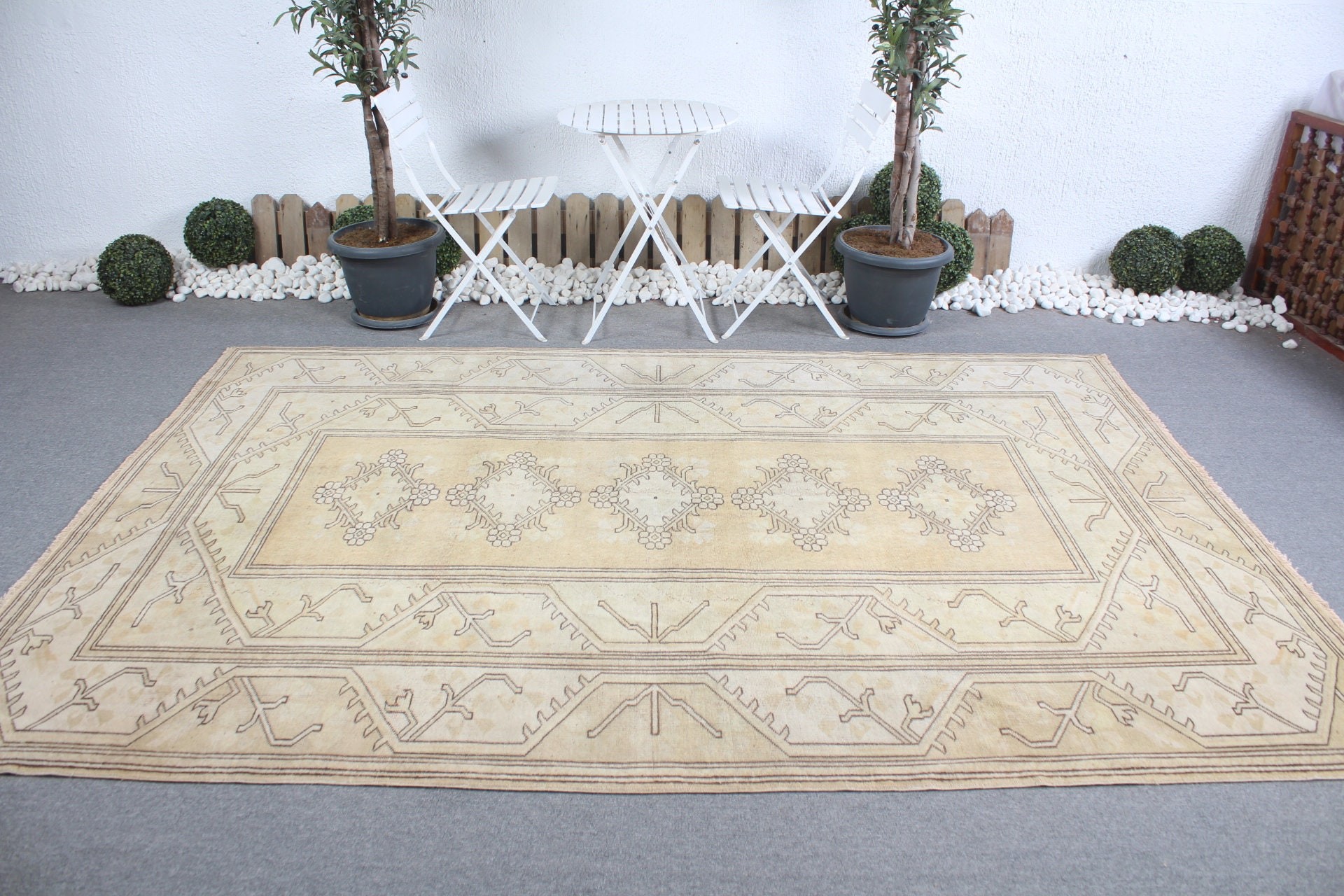 6.6x8.5 ft Büyük Halı, Yemek Odası Halısı, Türk Halısı, Vintage Halı, Anadolu Halısı, Salon Halısı, Soyut Halılar, Yeşil Mutfak Halısı, Havalı Halı