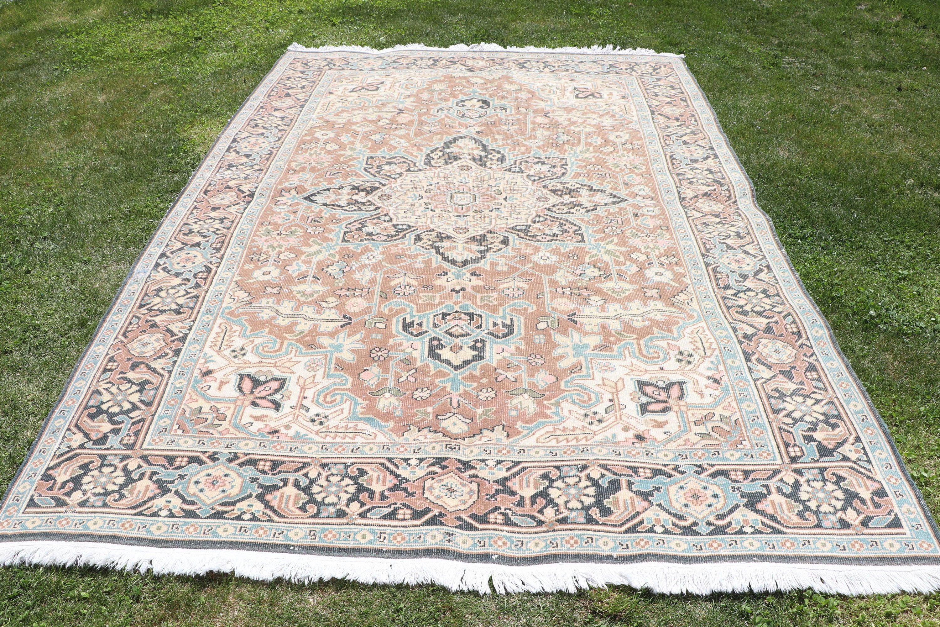 Türk Halısı, Düz Dokuma Halılar, Vintage Halılar, Yün Halılar, Yemek Odası Halıları, Yatak Odası Halıları, Mavi Soğuk Halı, El Dokuma Halılar, 6,7x9,6 ft Büyük Halı