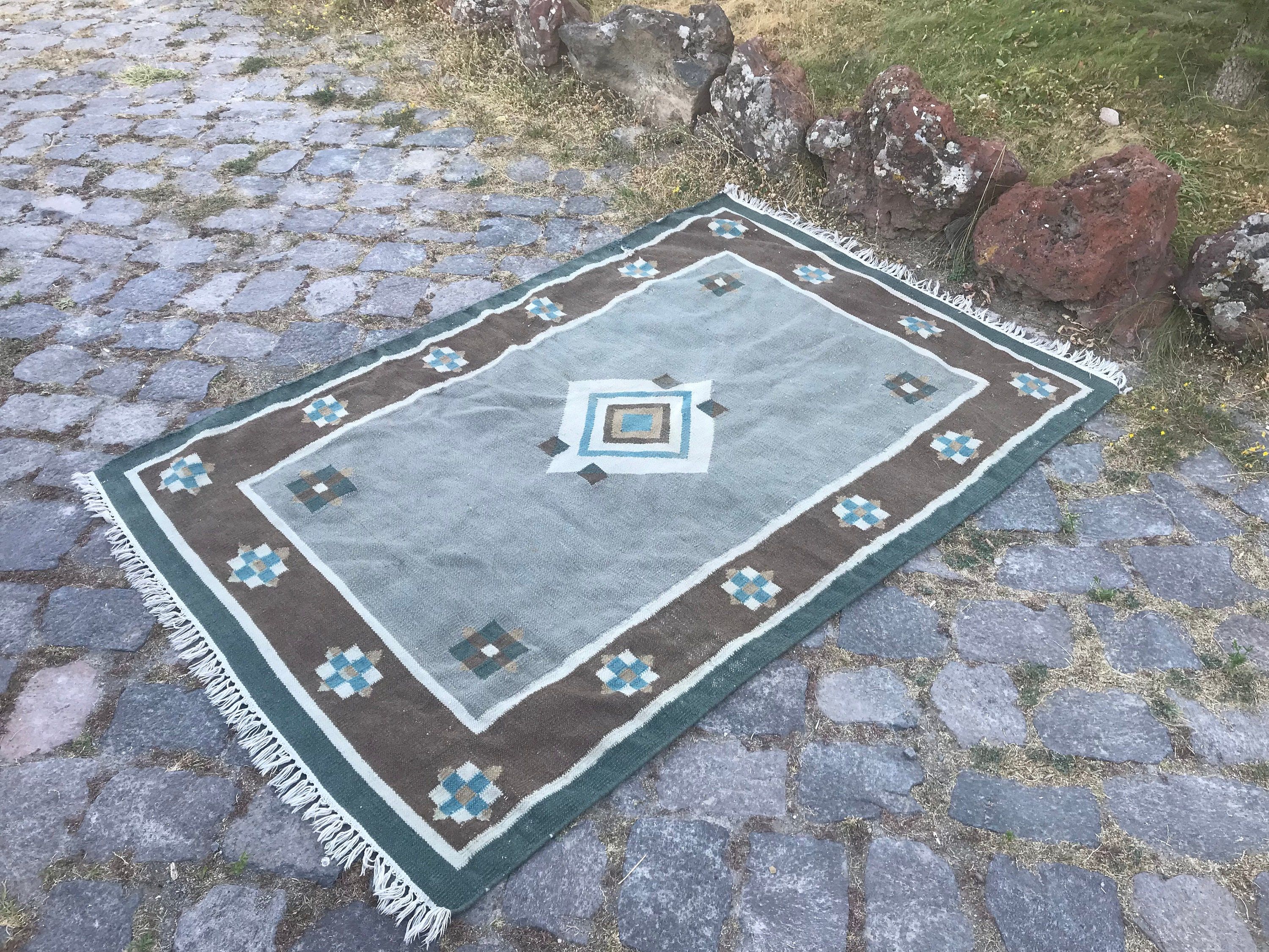 Turkish Rugs, Green Oriental Rugs, Nursery Rugs, Kilim, Cool Rug, 3.8x5.7 ft Accent Rug, Vintage Rugs, Bedroom Rug, Aztec Rug, Oriental Rug