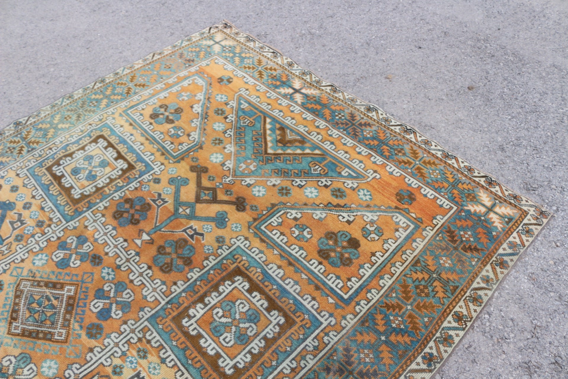 Salon Rug, Dining Room Rug, Office Rugs, Cool Rug, Orange Kitchen Rug, Vintage Rug, Turkish Rug, 6.3x9.9 ft Large Rug